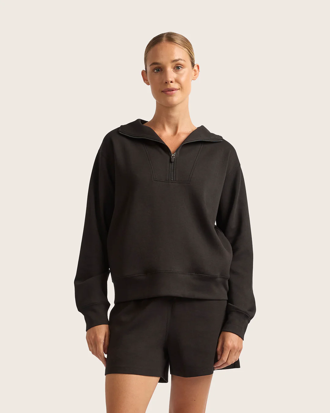 Women's Quarter Zip Sweater - Black