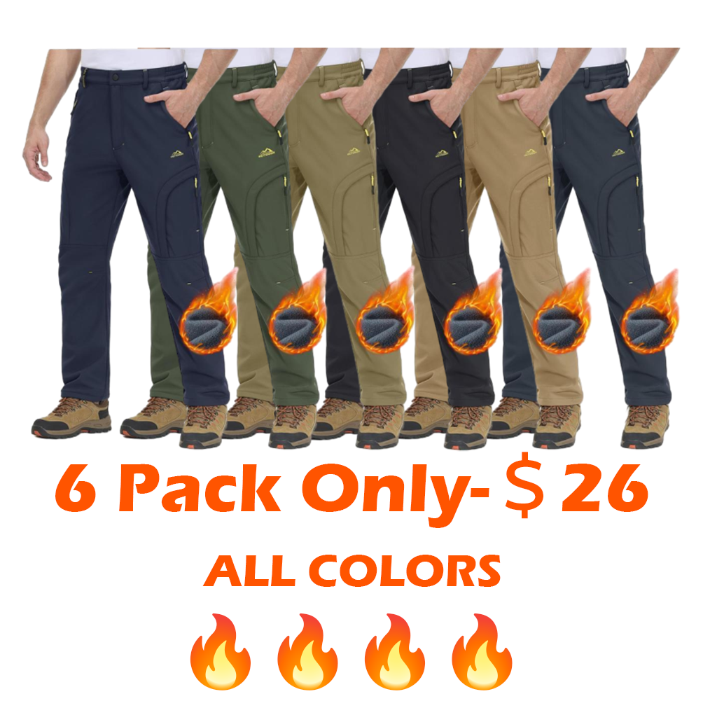 Men's Winter Pants 5 Zip Pockets Snow Ski Pants Fleece Lined Water Resistant Hiking Pants FallFreshness Outdoorfun