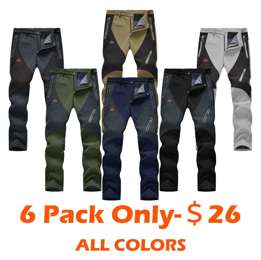 Men's Waterproof Pants Insulated Cold weather Hiking Winter Snow Ski Softshell Outdoor Pants Zipper Pockets Climbing Thermal Jogger Trousers Thermal Lined Jogger pants men