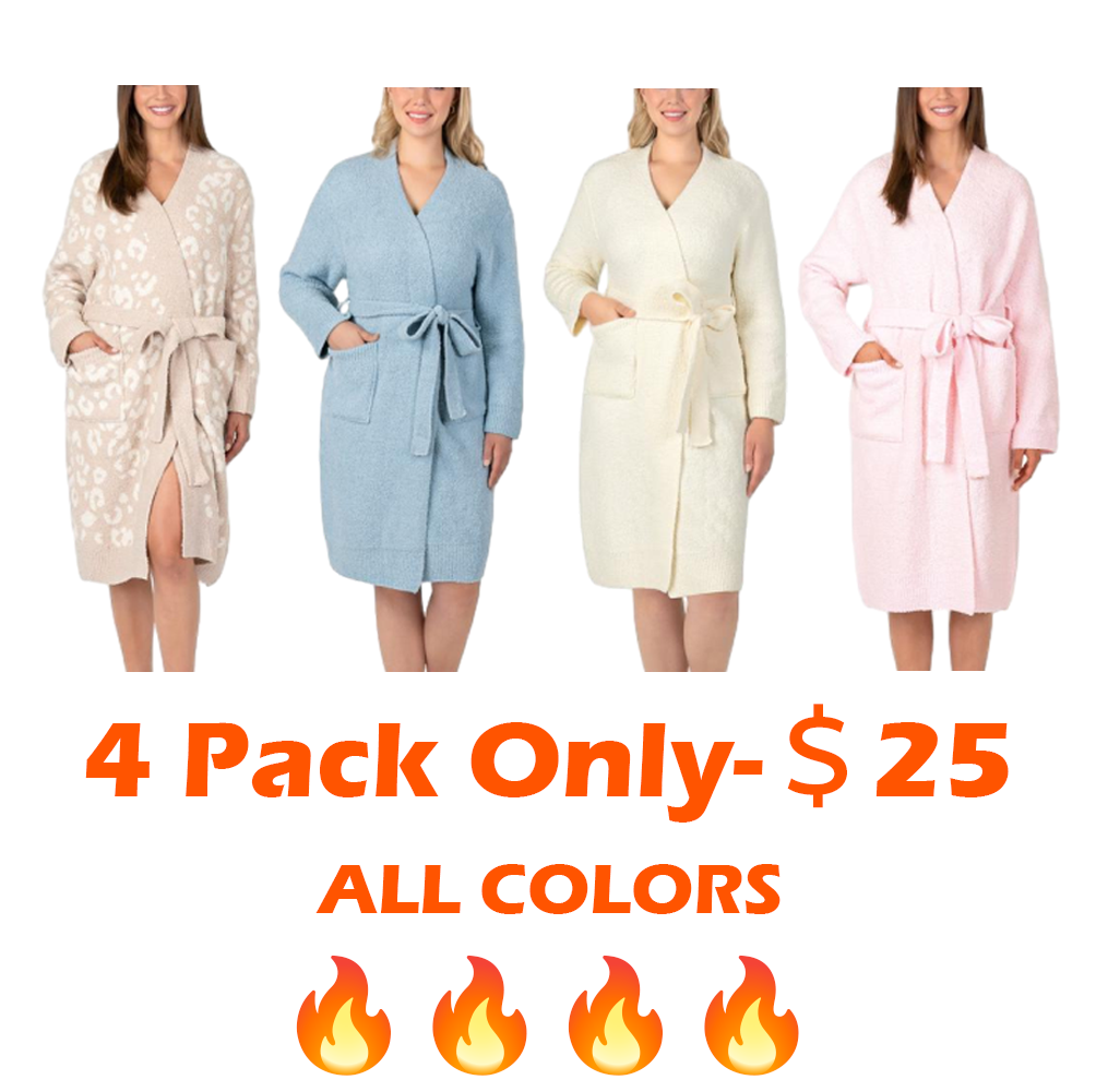 Premium Womens Plush Robe, Super Soft Fuzzy Bathrobe, Cozy Spa Robe with Pockets for Women