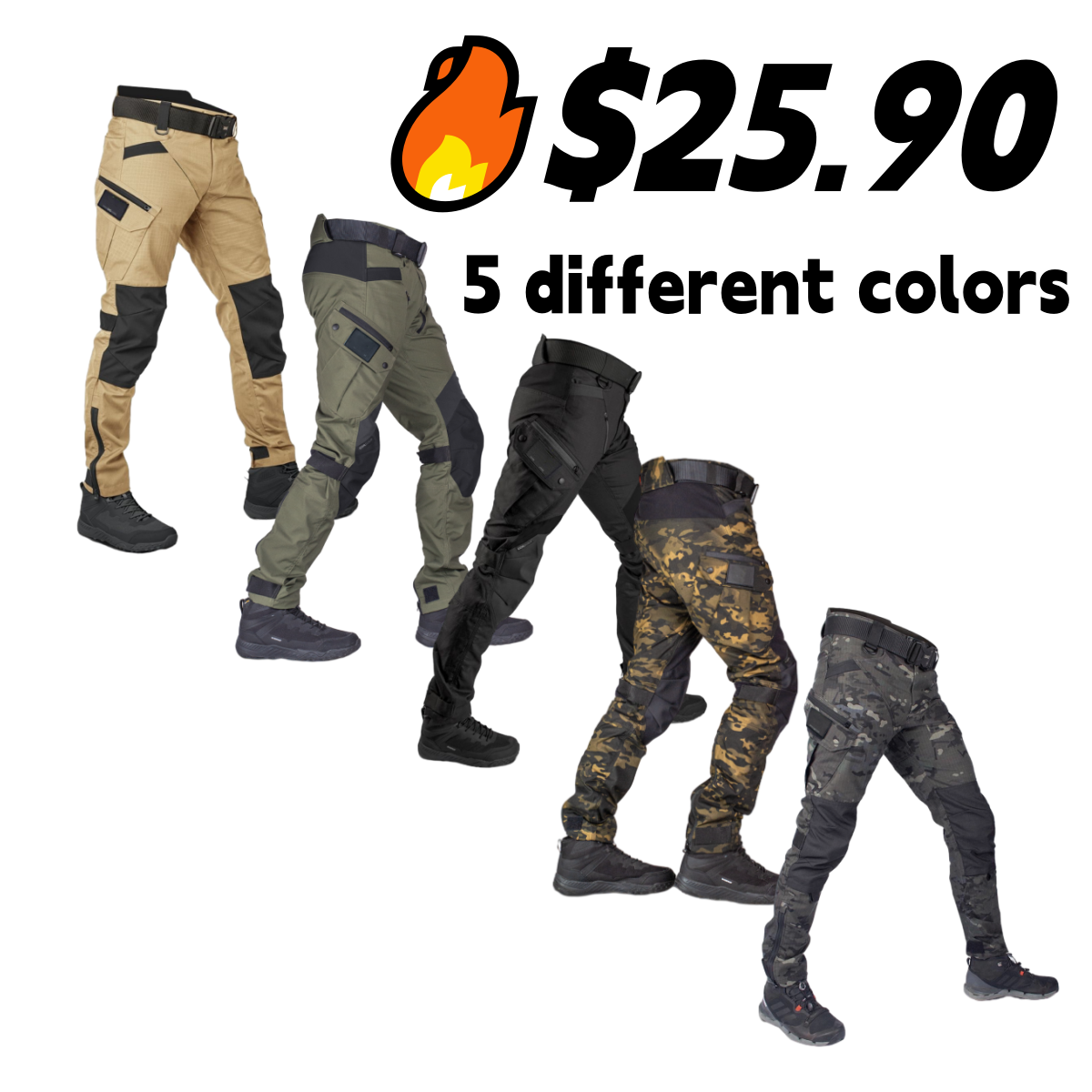 Men's winter outdoor warm and waterproof combat pants with belt