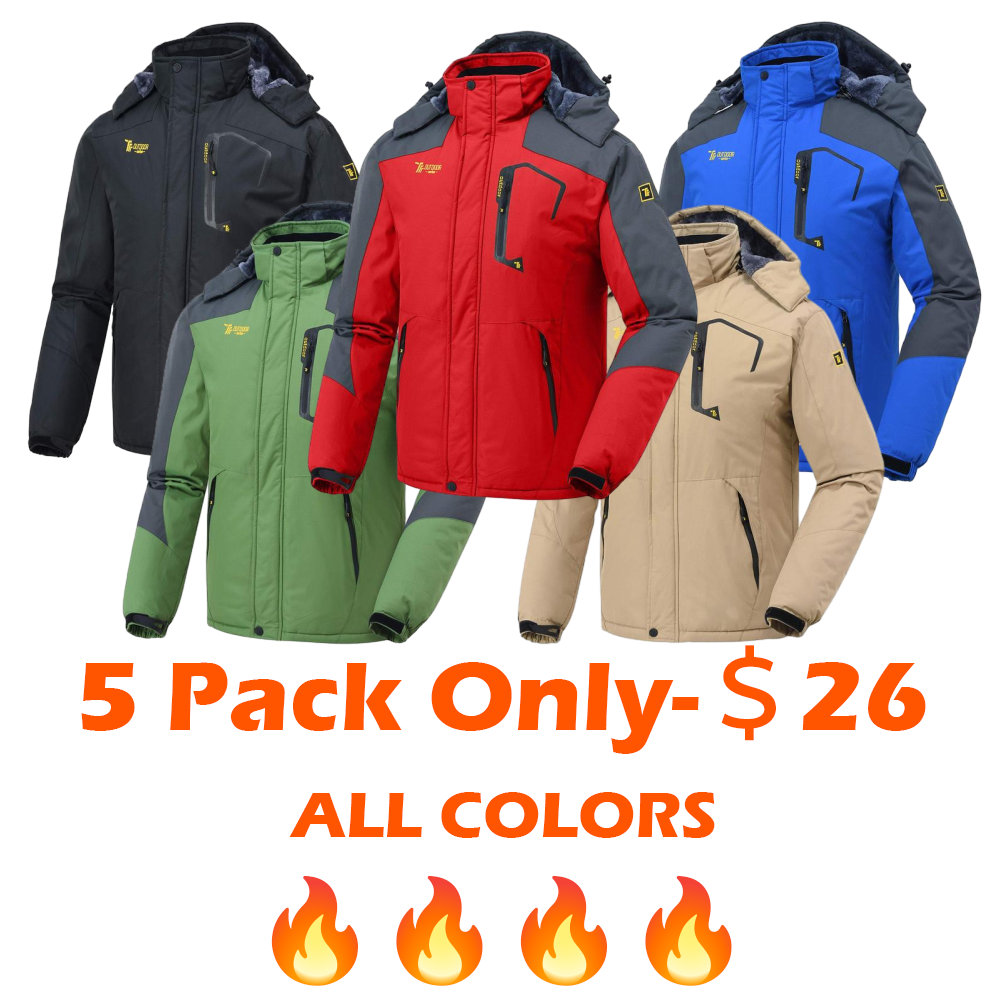 Men's Fleece Lining Winter Jacket, Waterproof, Breathable, Thickened, Warm, Windproof, Softshell Jacket, Outdoor, Functional Jacket with Removable Hood