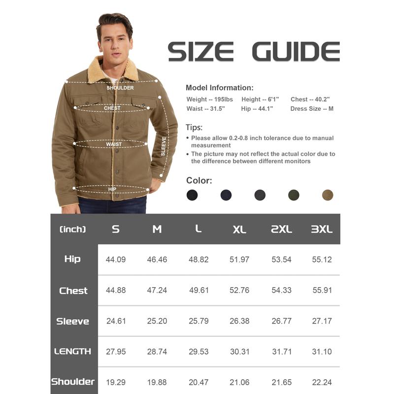 Men's Winter Jacket Sherpa Fleece Lined Cargo Coat Warm Thick Trucker Jacket with Multi Pockets FallFreshness Outdoorfun