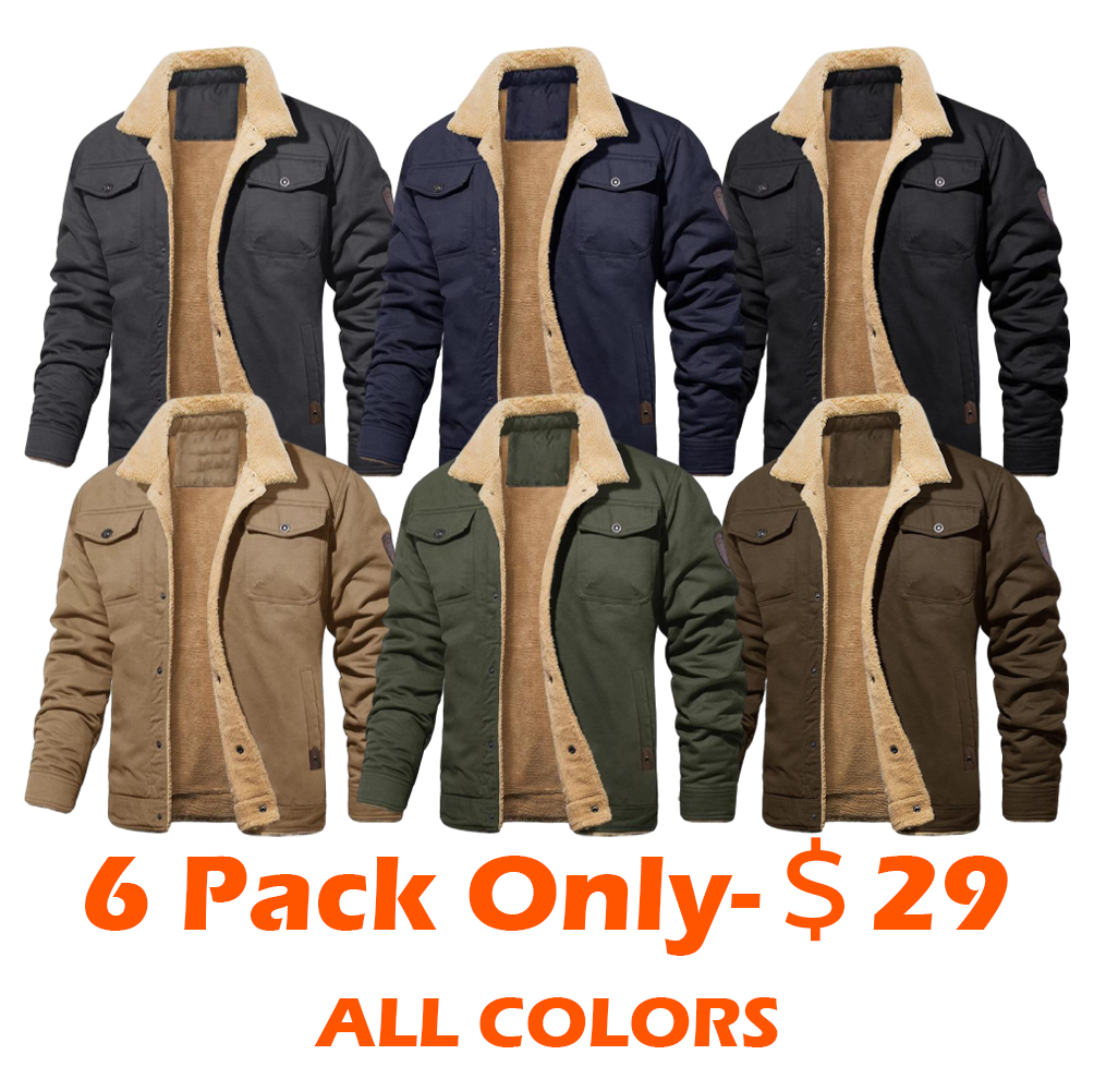 Men's Winter Jacket Sherpa Fleece Lined Cargo Coat Warm Thick Trucker Jacket with Multi Pockets FallFreshness Outdoorfun