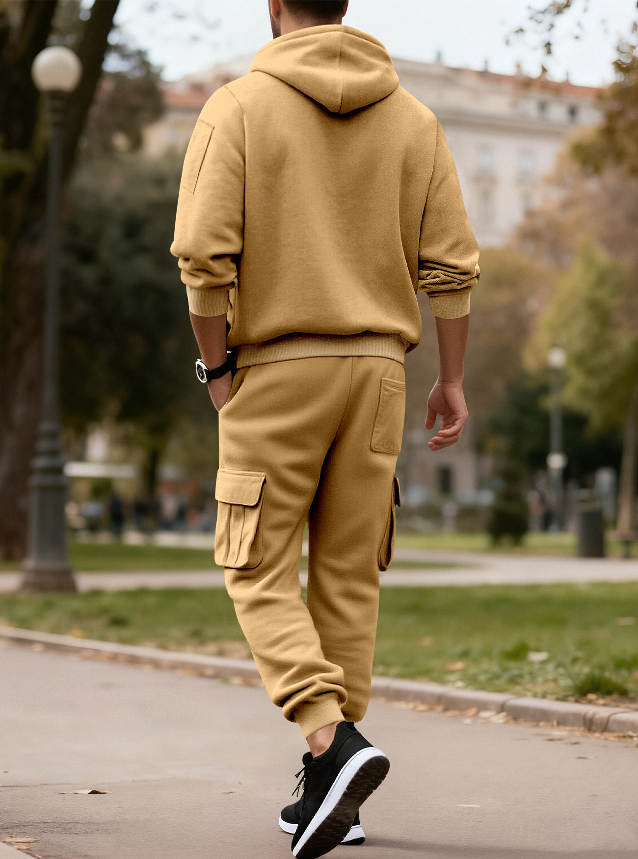 Men's winter fleece casual suit, loose fit