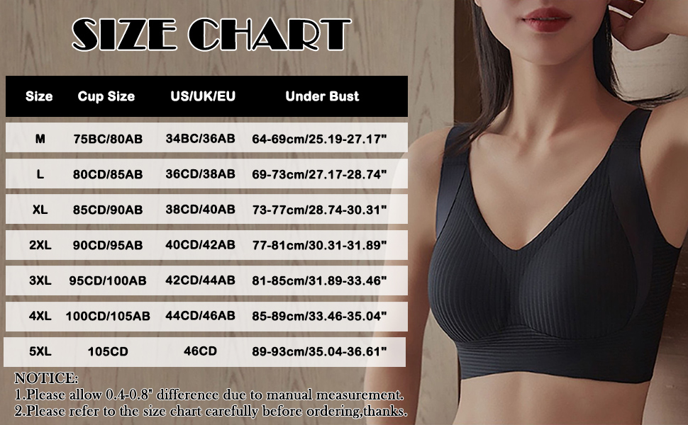 6 Pack Women's Solid Color Wireless Bra, Comfortable Breathable Push Up Bra