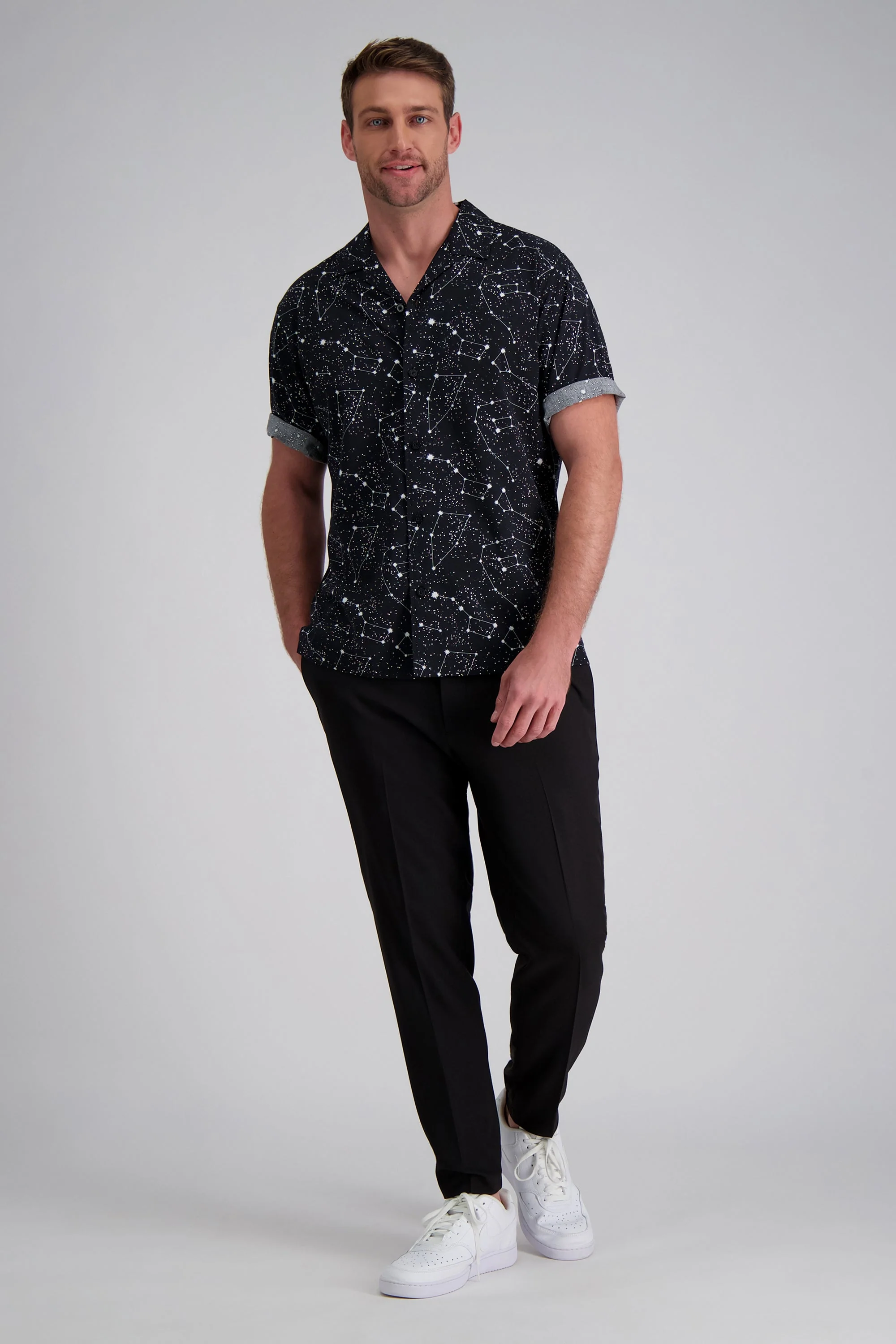 Short Sleeve Camp Shirt - Celestrial Black