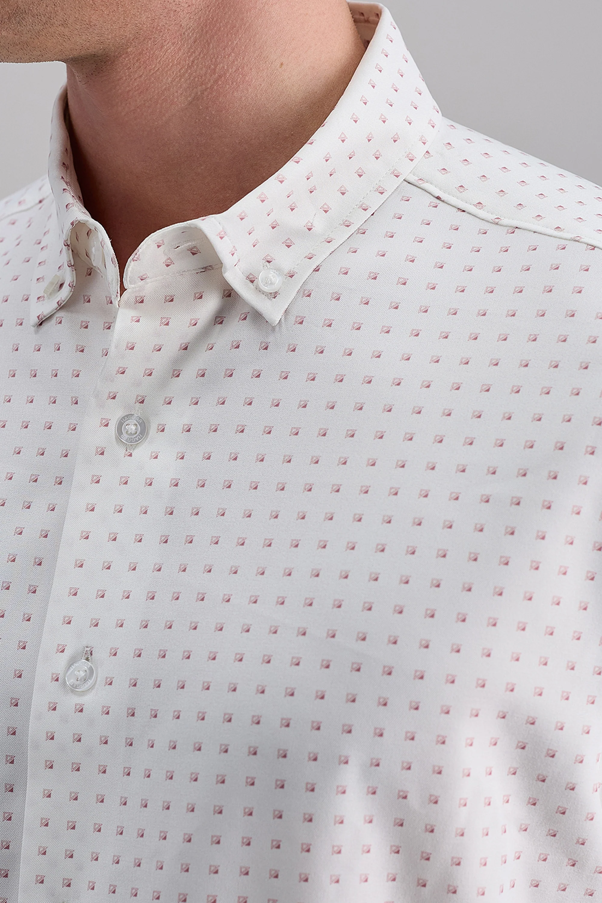 Short Sleeve Performance Button Down Shirt - Pink Dot
