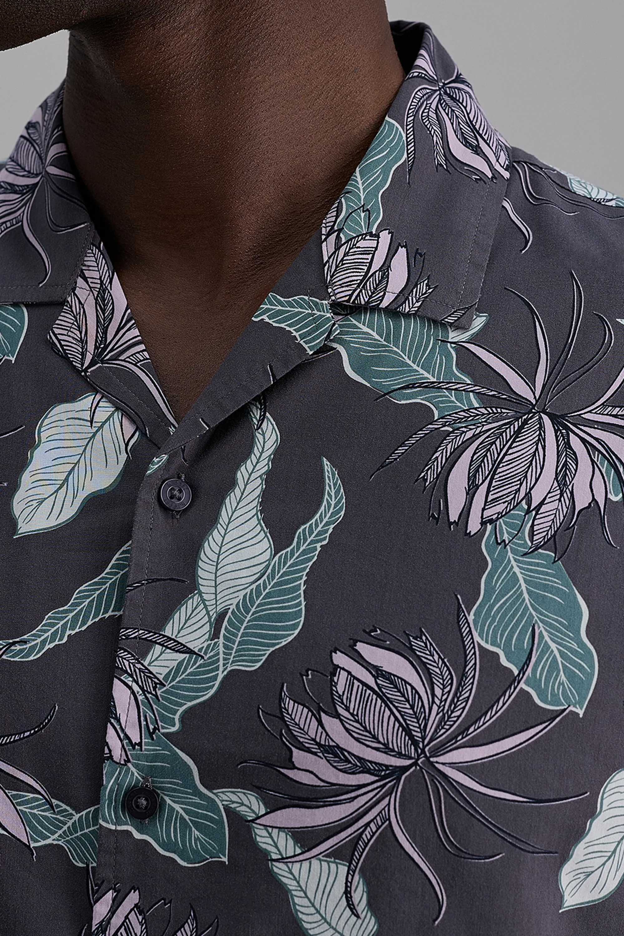 Short Sleeve Camp Shirt - Silver