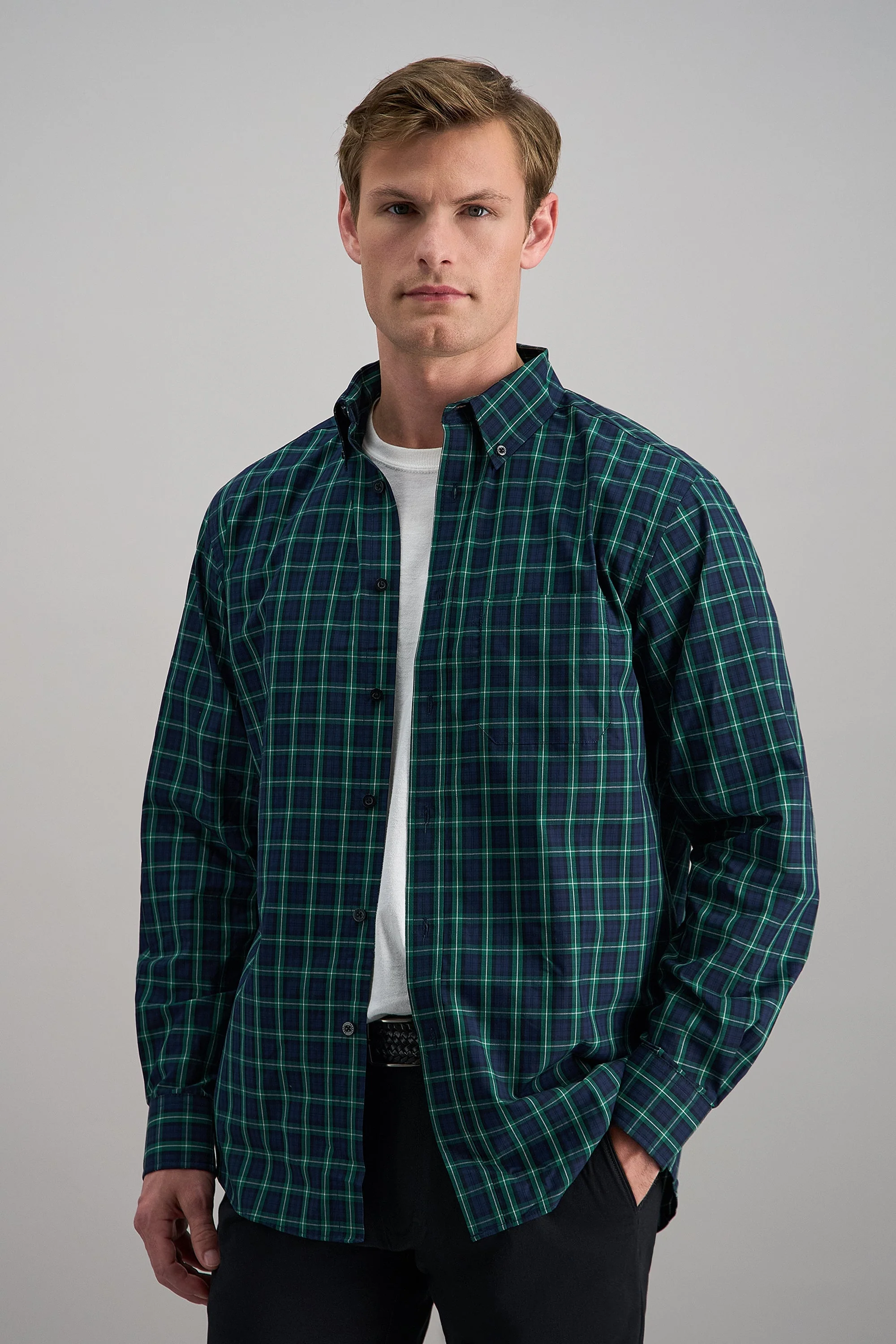 Long Sleeve Poplin Shirt - Dark Green