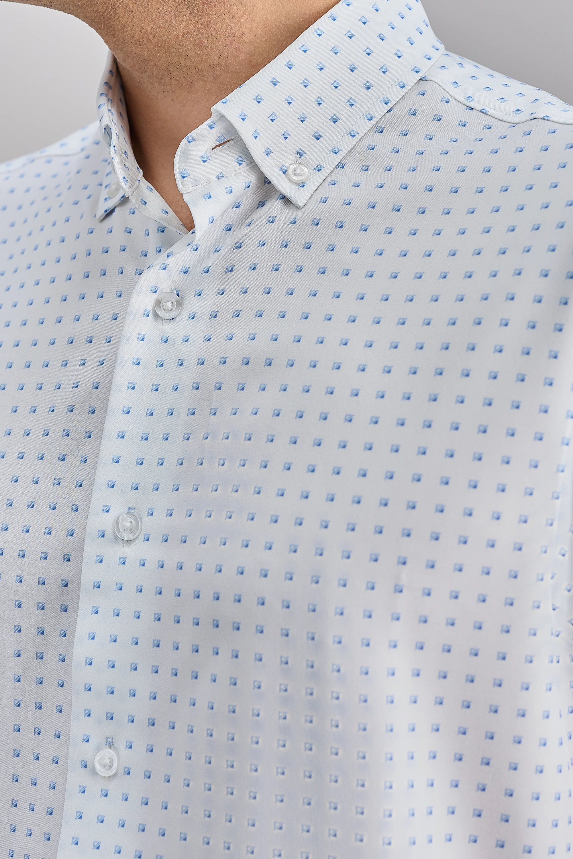 Short Sleeve Performance Button-Down Shirt - Blue Dot