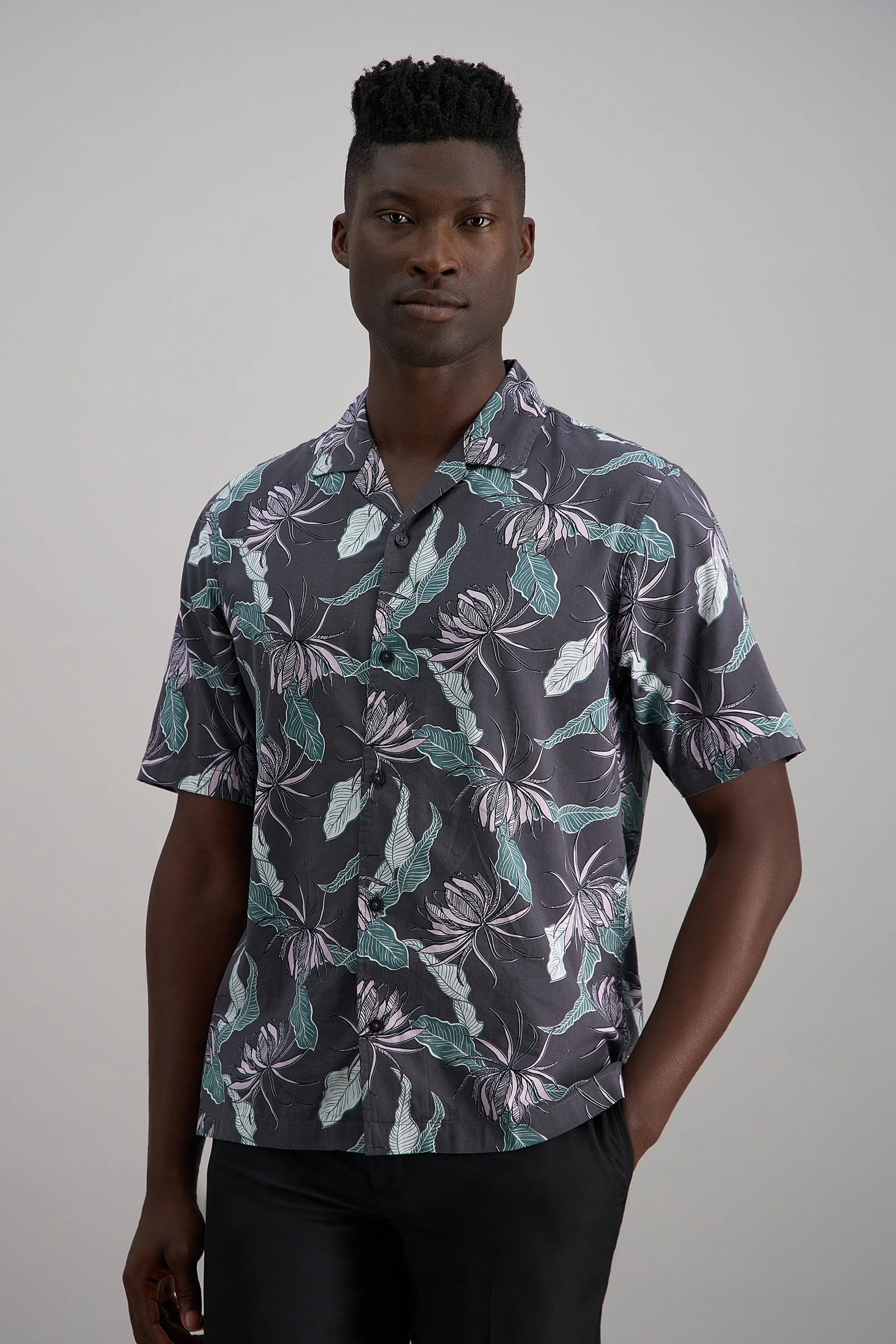 Short Sleeve Camp Shirt - Silver