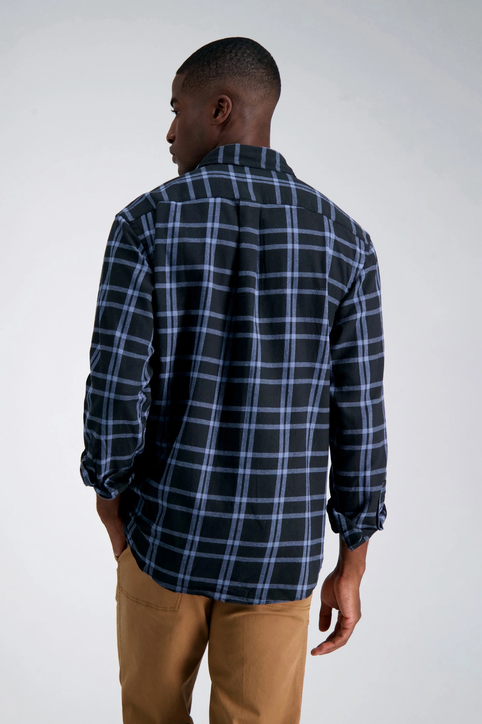 Long Sleeve Flannel Shirt - Dark Blue