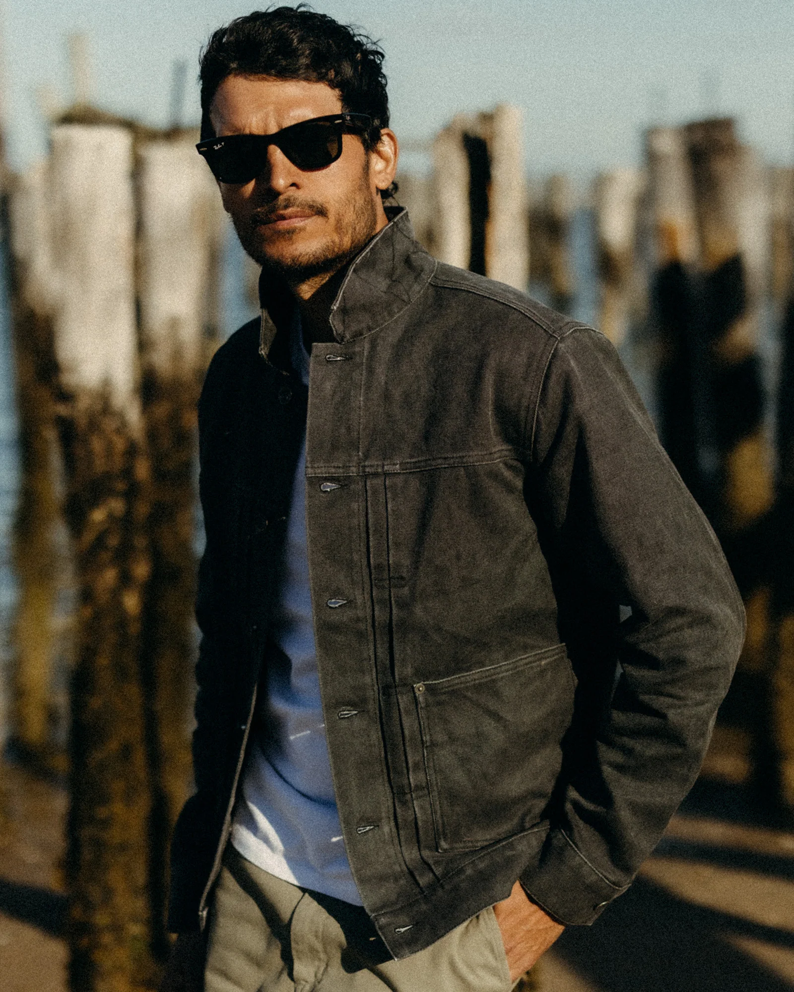 The Ryder Jacket in Coal Chipped Canvas