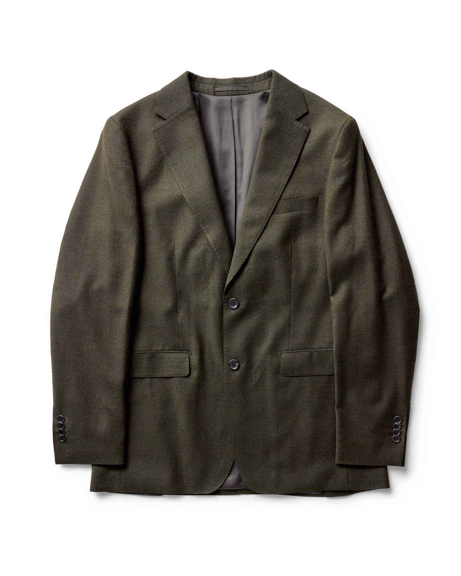 The Stevens Sportcoat in Black Olive Wool Flannel