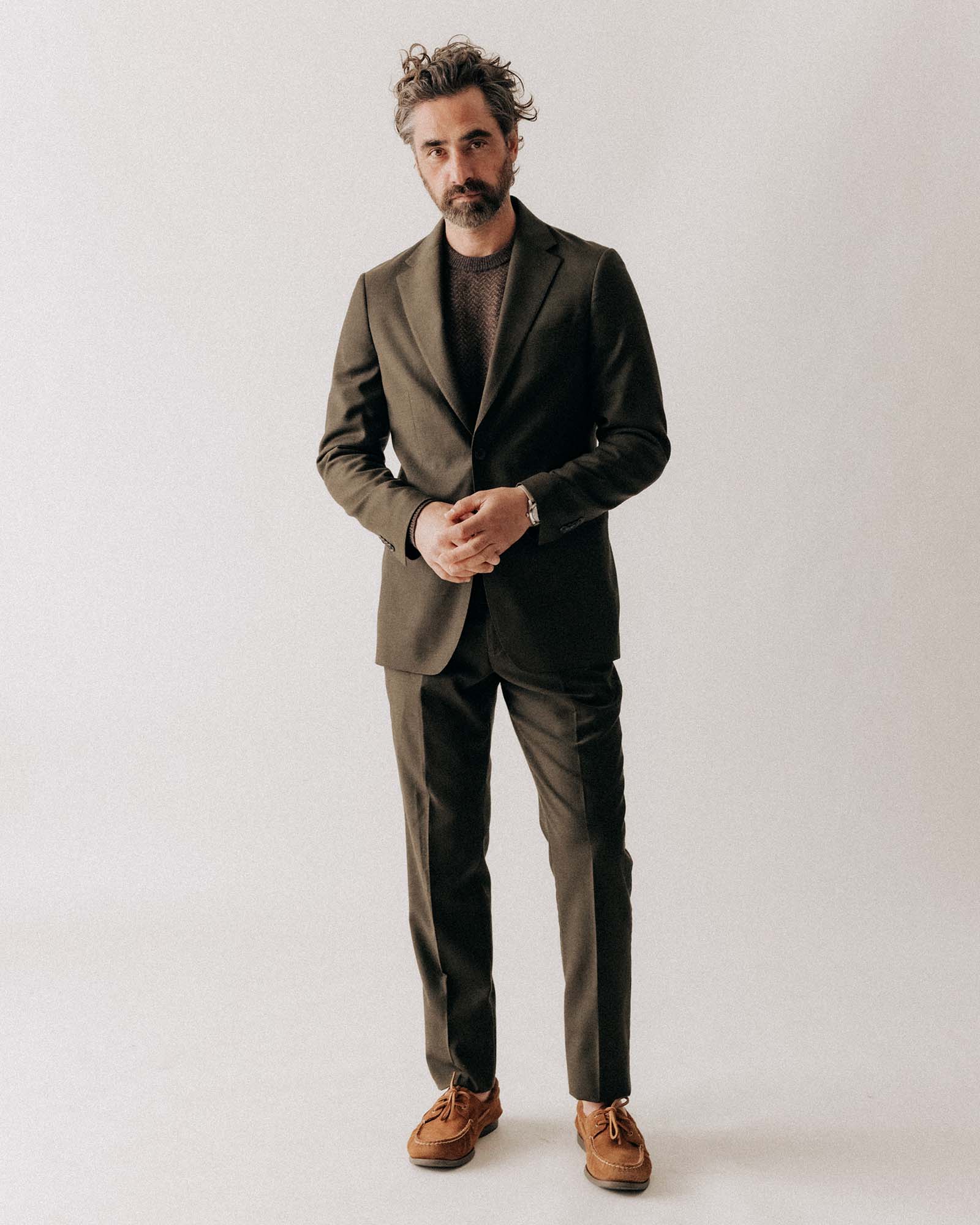 The Stevens Sportcoat in Black Olive Wool Flannel