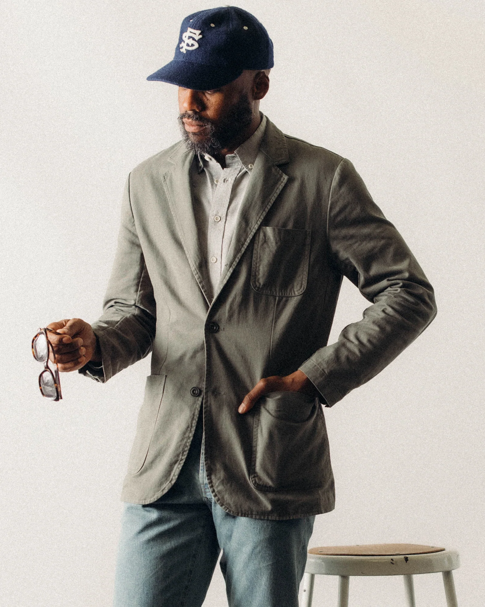 The Foundation Sportcoat in Organic Smoked Olive Twill