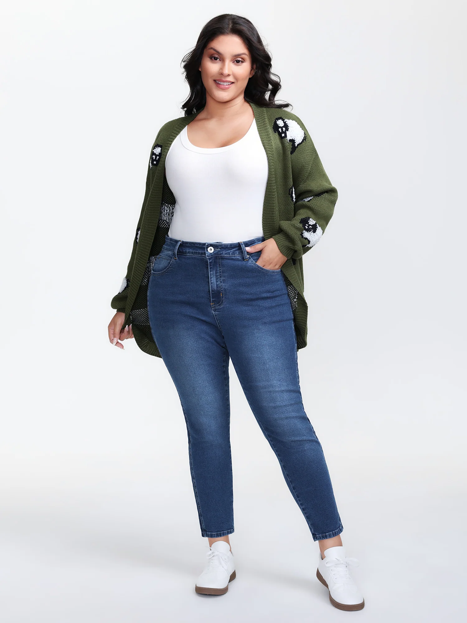 Stretchy Mid-Rise Straight-Leg Jeans