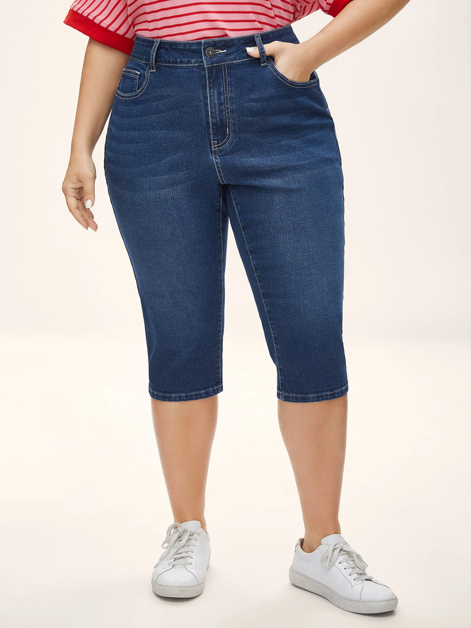 Stretchy 5 Pockets Skinny-Fit Crop Jeans