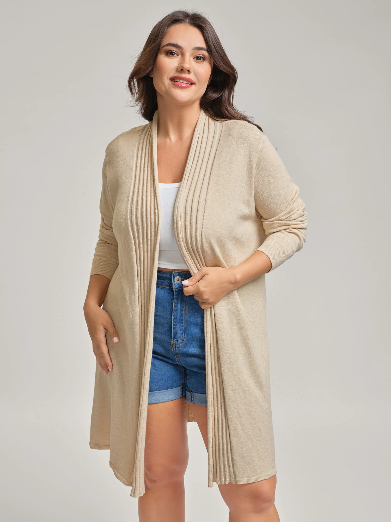 Supersoft Lapel Collar Textured Knit Cardigan