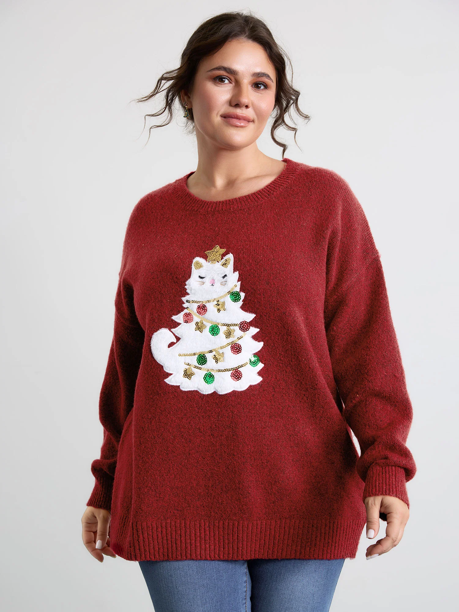 Festive Cat Tree Colorful Pullover