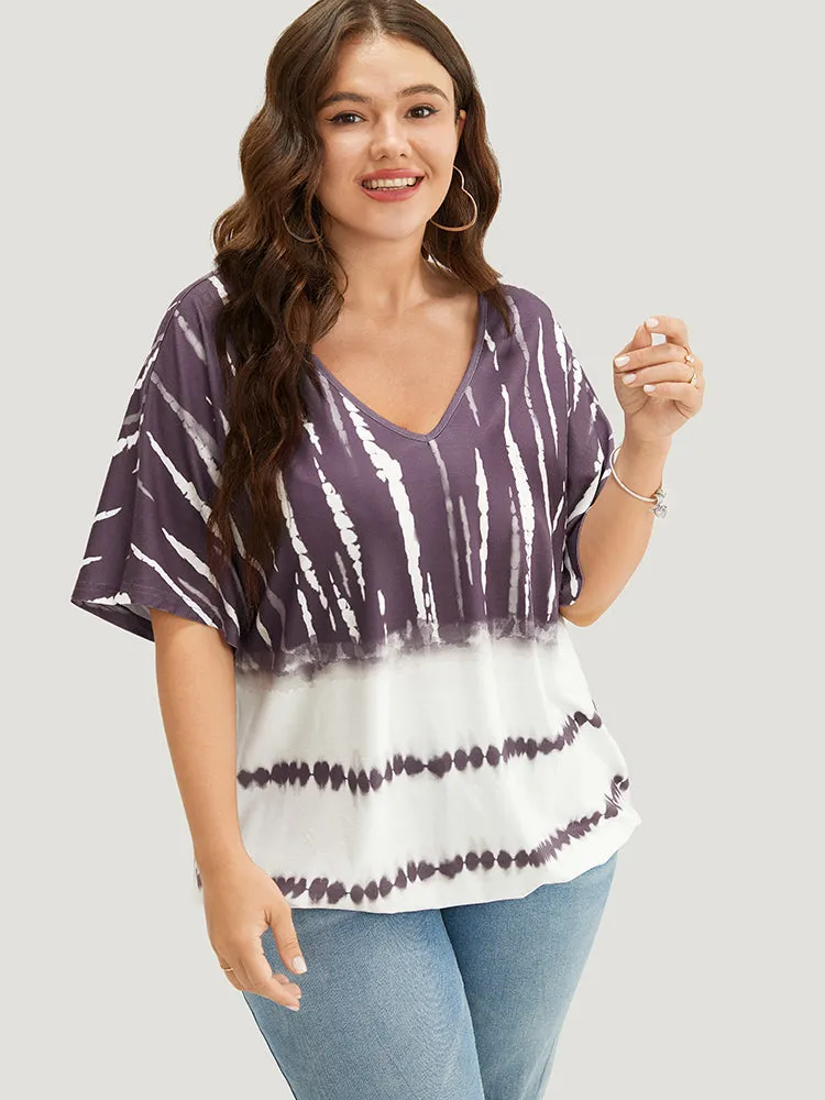 Tie Dye Batwing Sleeve T-shirt