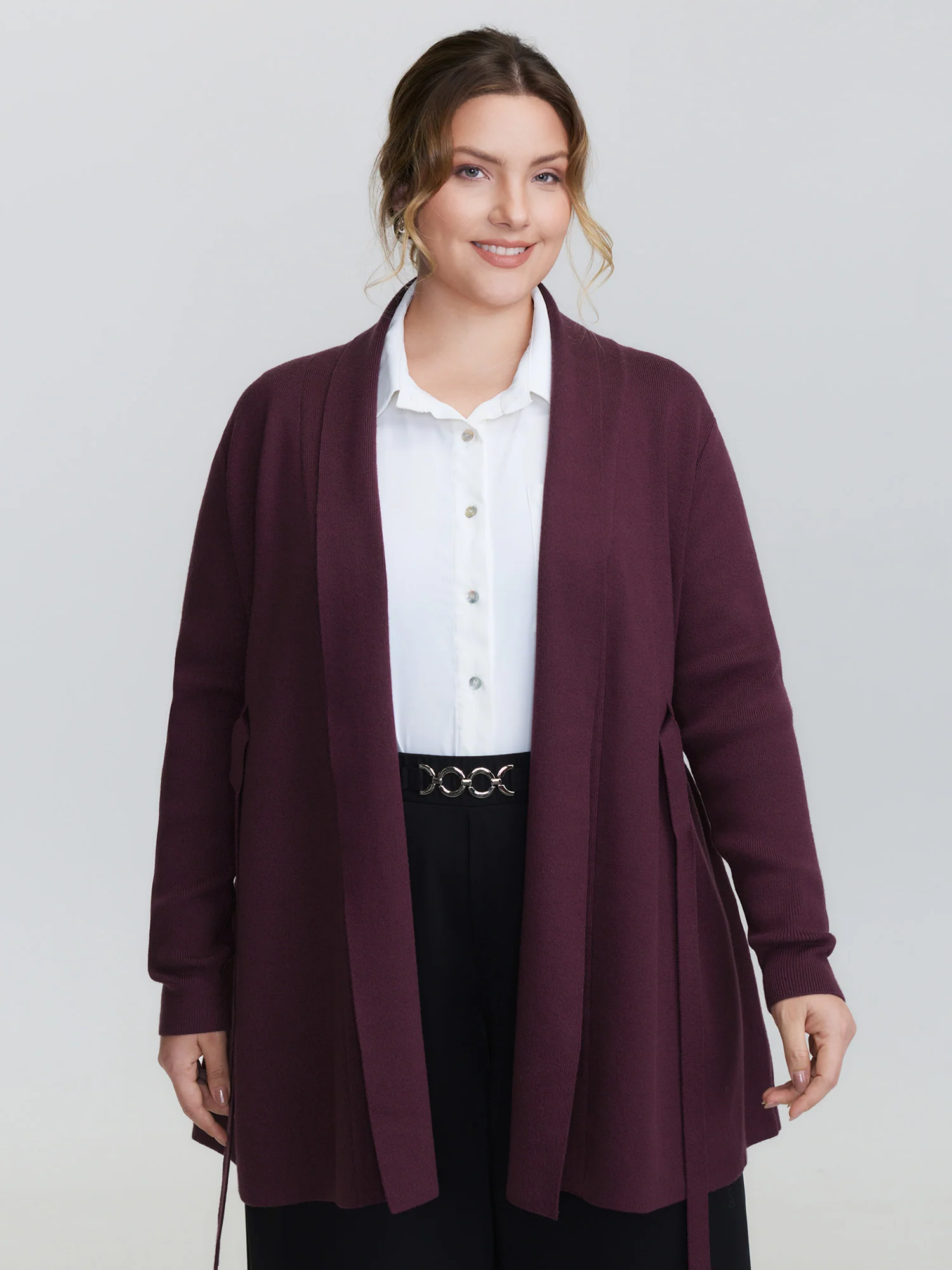 Supersoft Shawl Collar Belted Knit Cardigan