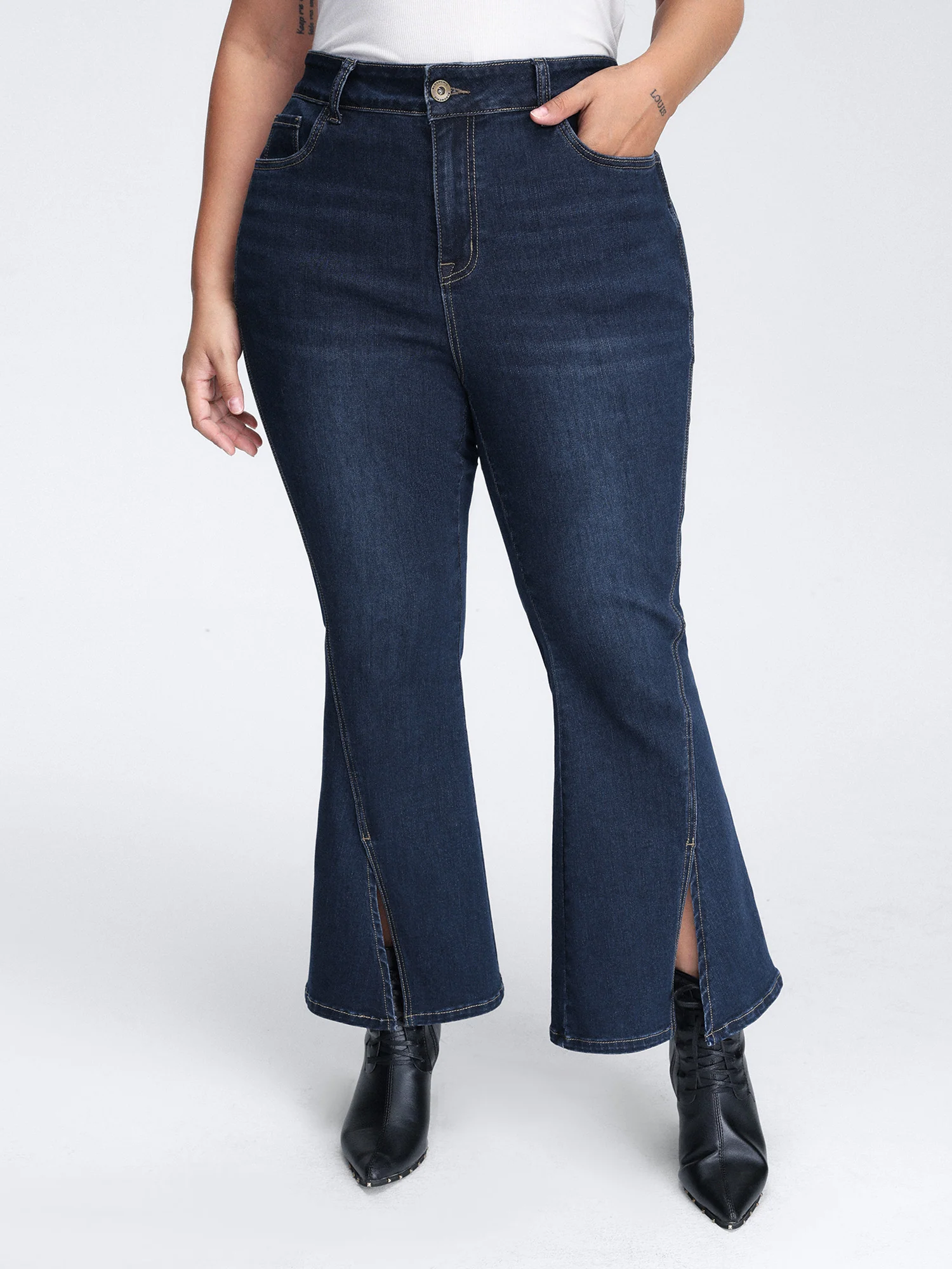 Slit Flared Hem Bootcut Jeans