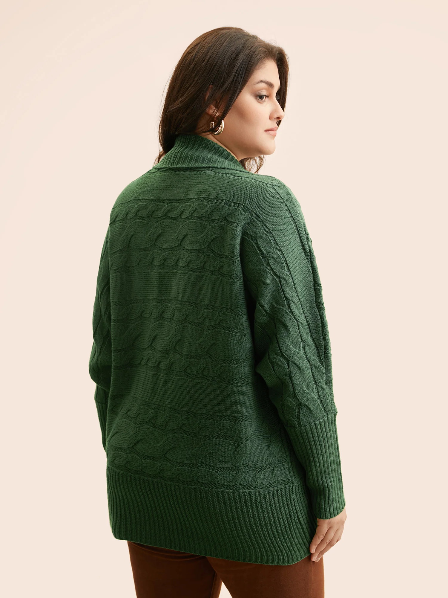 Texture Cable Knit Dolman Sleeve Cardigan