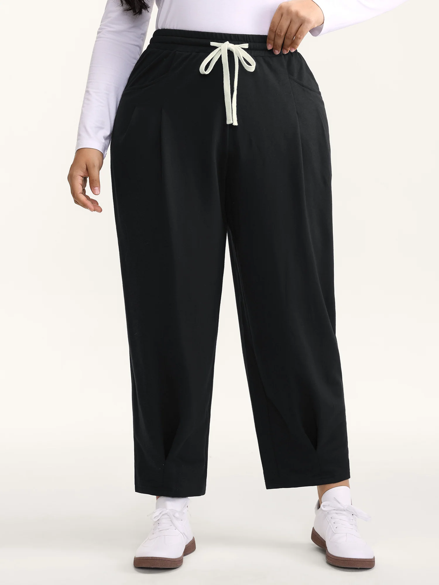 Drawstring Waist Straight-Leg Pants