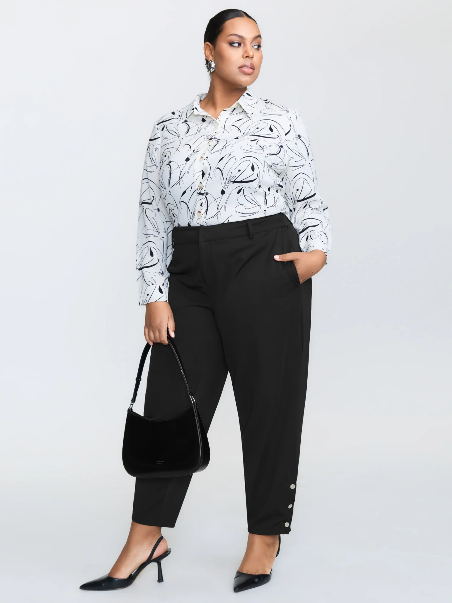 Stretchy Adjustable Fit Button Hem Pants