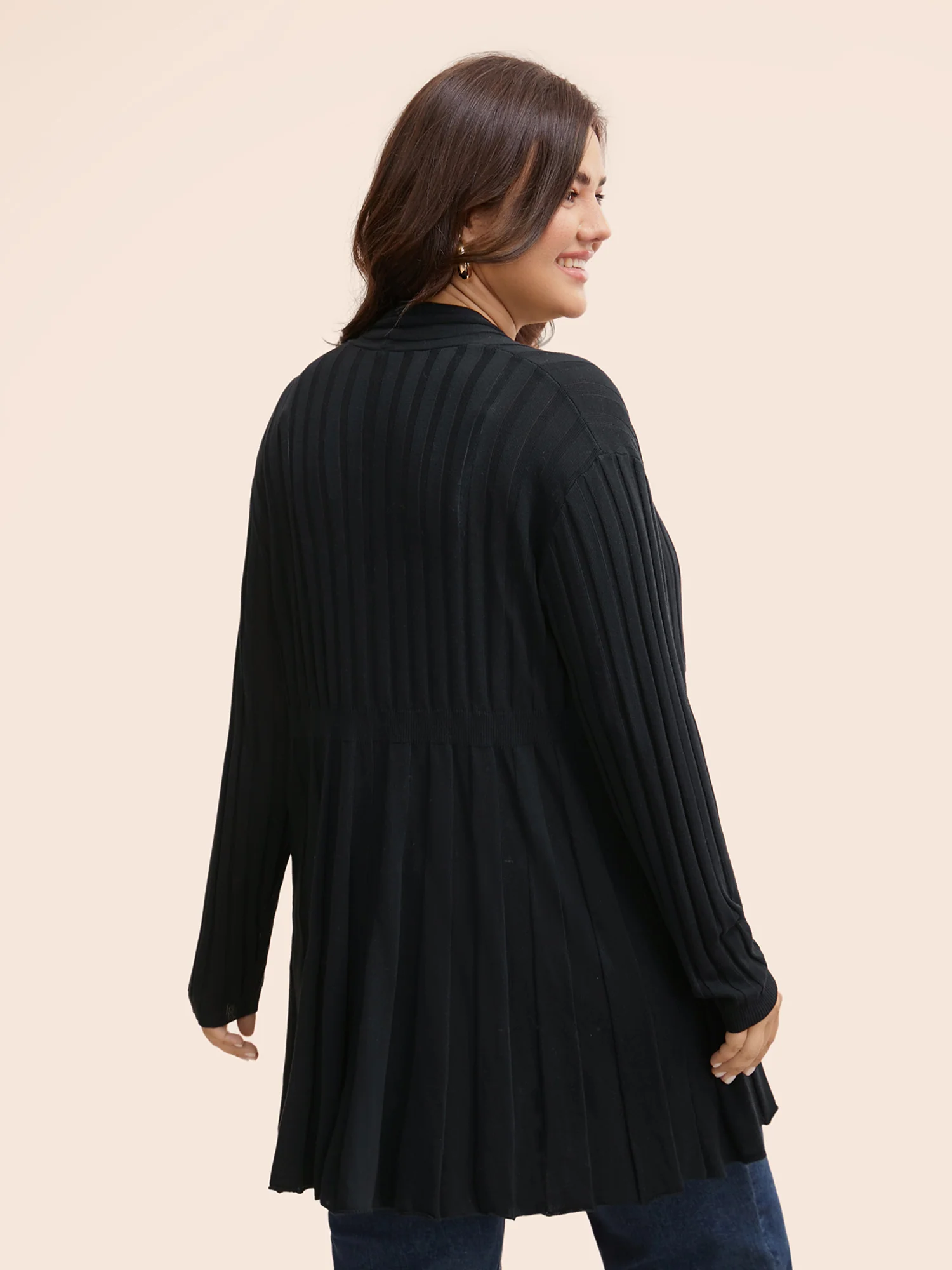 Plain Textured Kimono Collar Cardigan