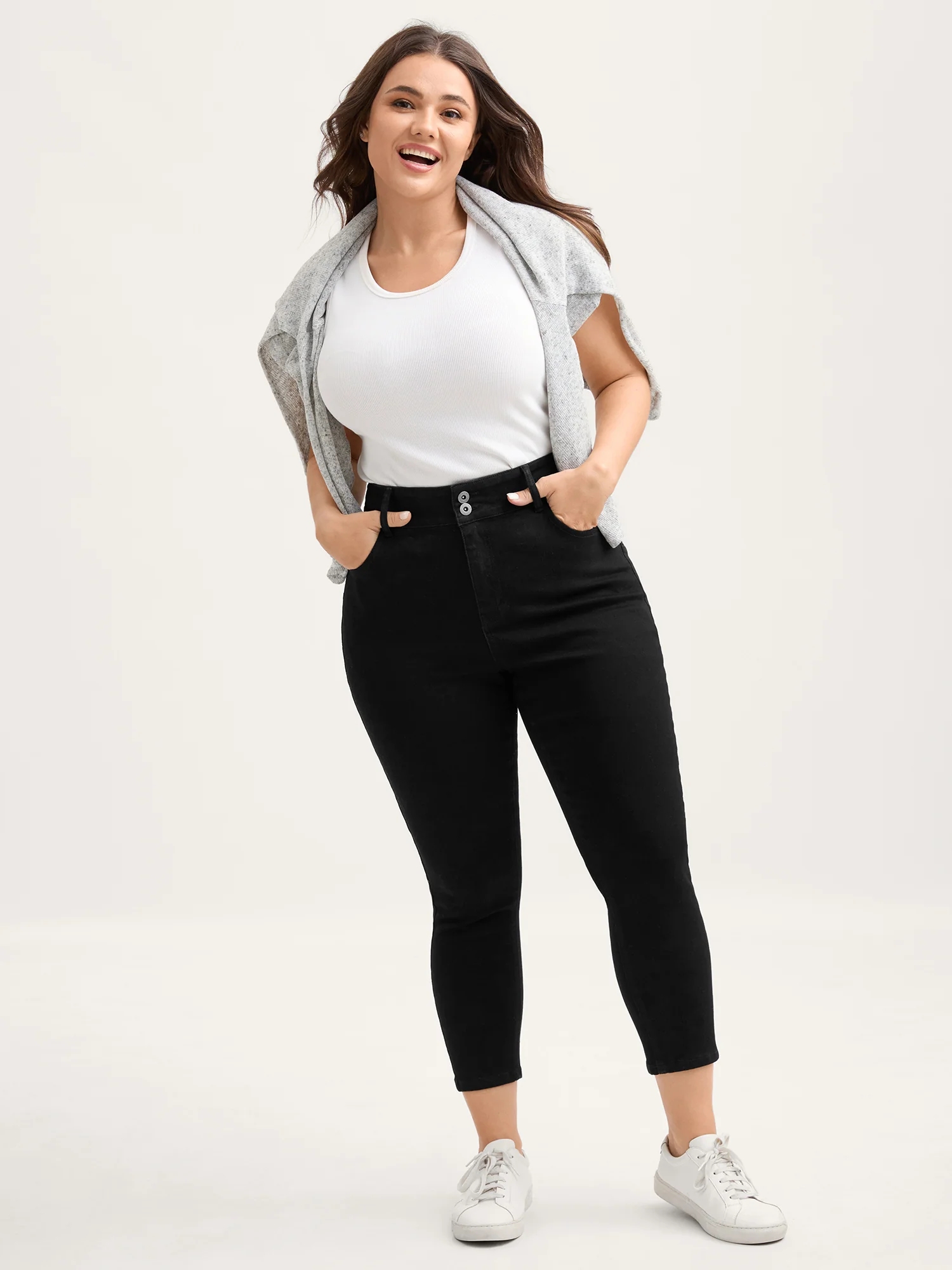 Stretchy Wide Waistband Skinny-Fit Jeans