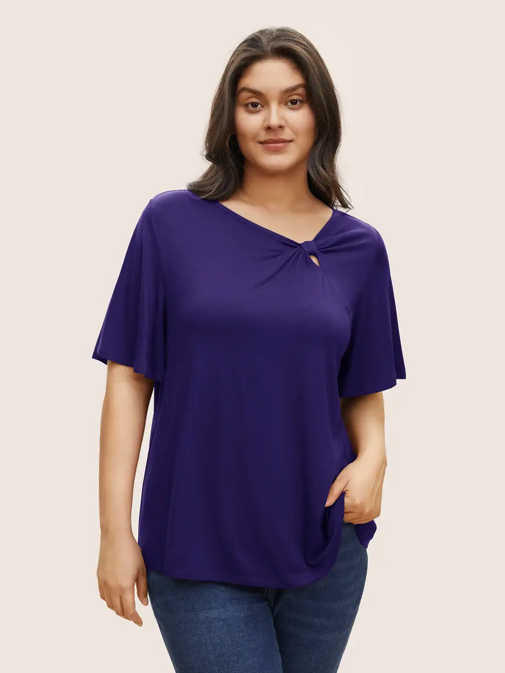 Supersoft Essentials Twist Front Asymmetrical Neck T-Shirt