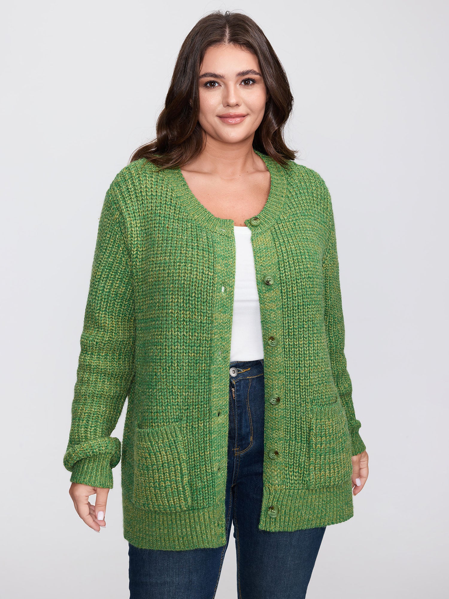 Heather Pockets Button Knit Cardigan
