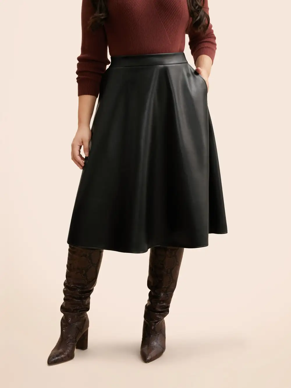 Pu Leather A-Line Skirt