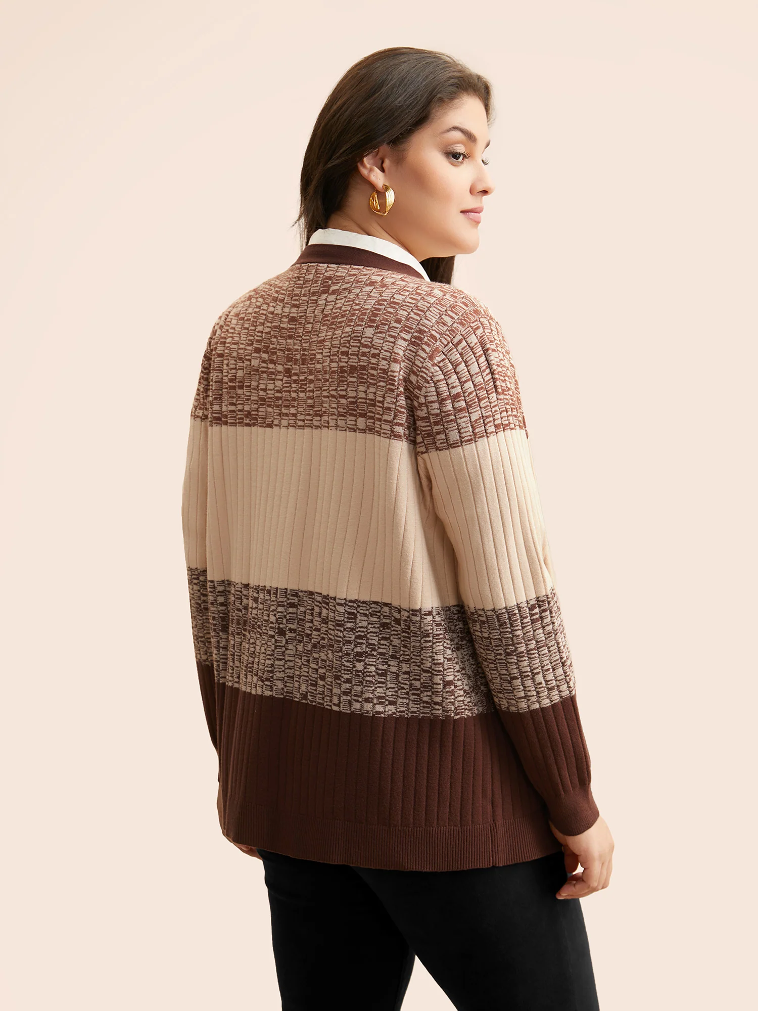 Supersoft Essentials Textured Colorblock Contrast Cardigan
