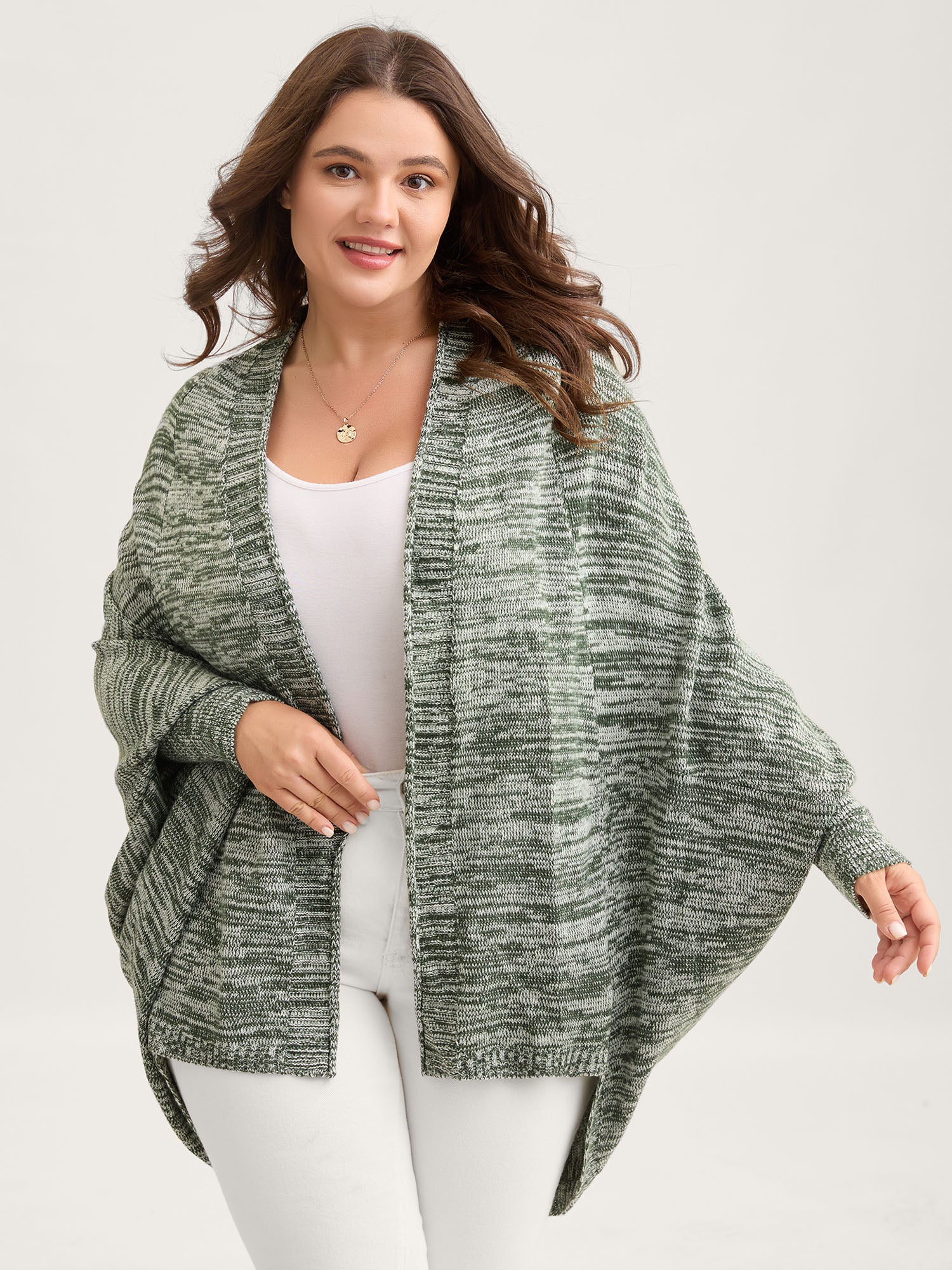 Color Contrast Dolman Sleeve Knit Cardigan