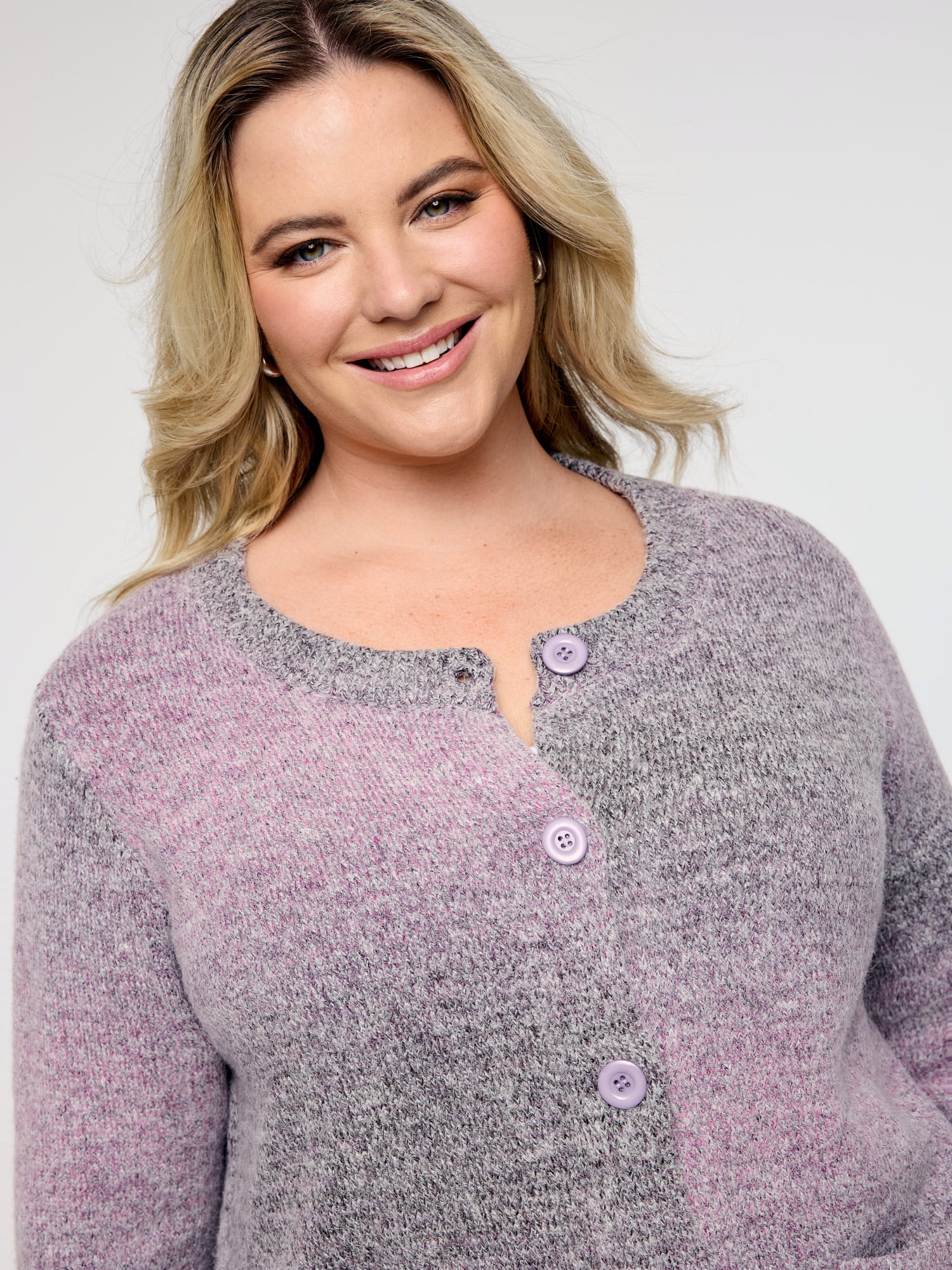 Color Gradient Buttons Knit Cardigan