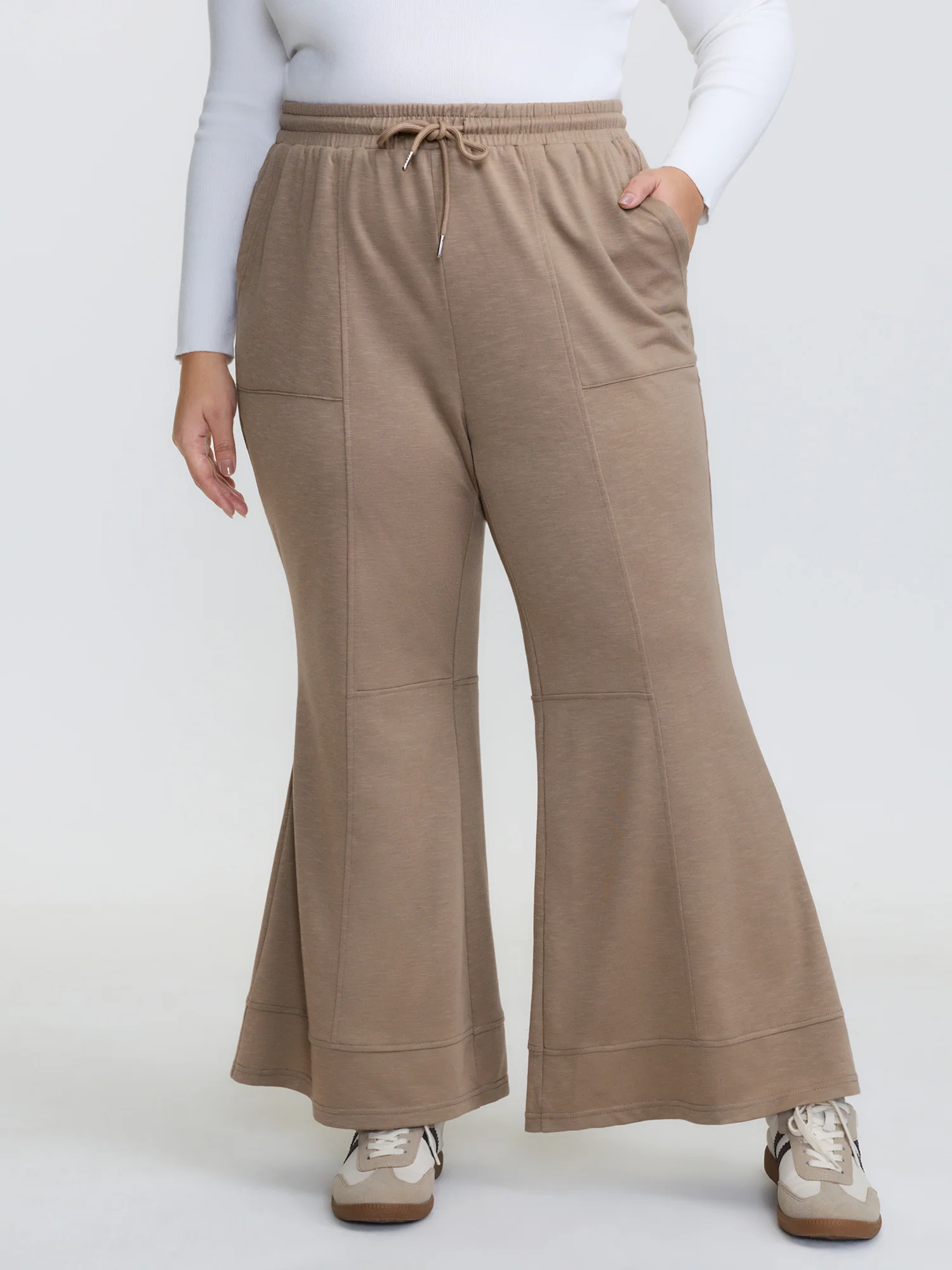 Drawstring Flared Hem Pants