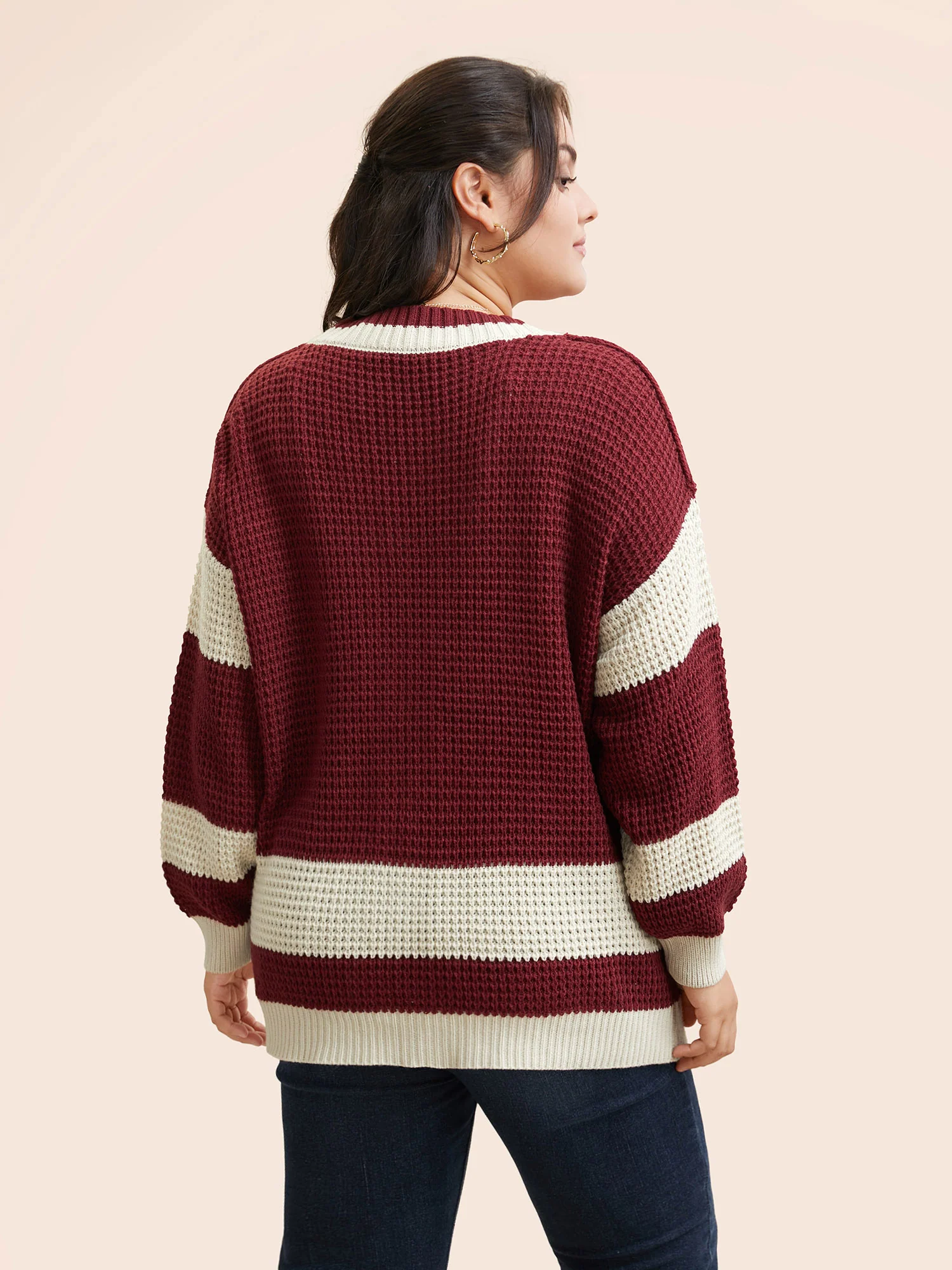 Colorblock Contrast Textured Patched Pocket Cardigan