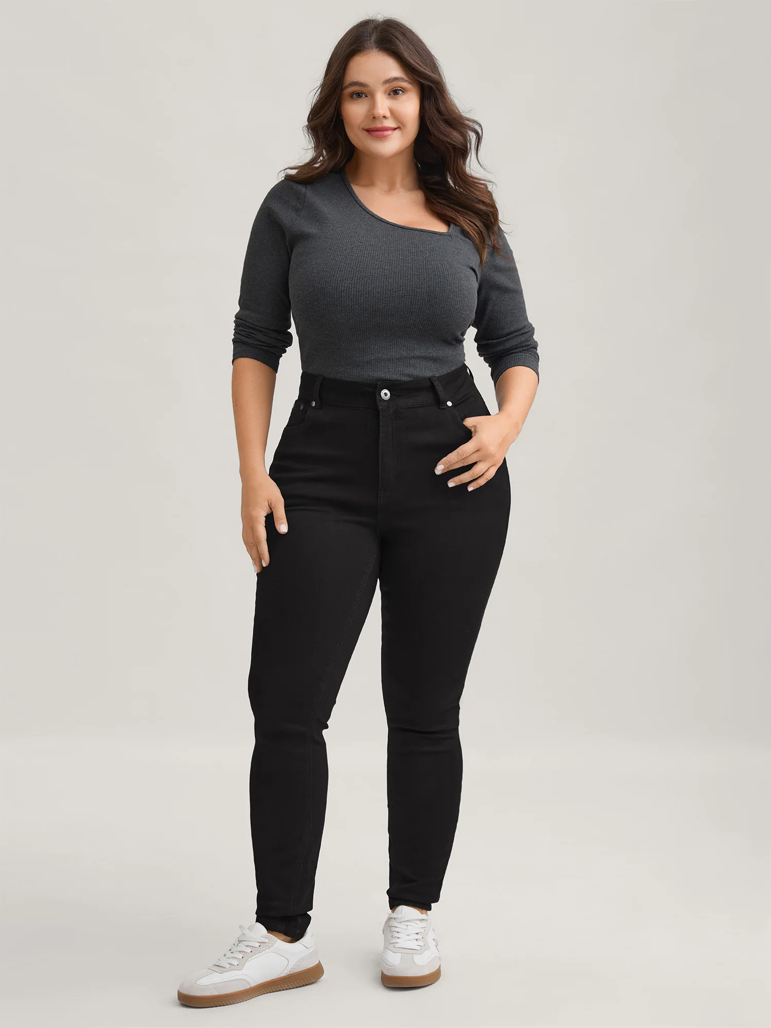 Skinny Very Stretchy High Rise Black Wash Sculpt Waist Jeans