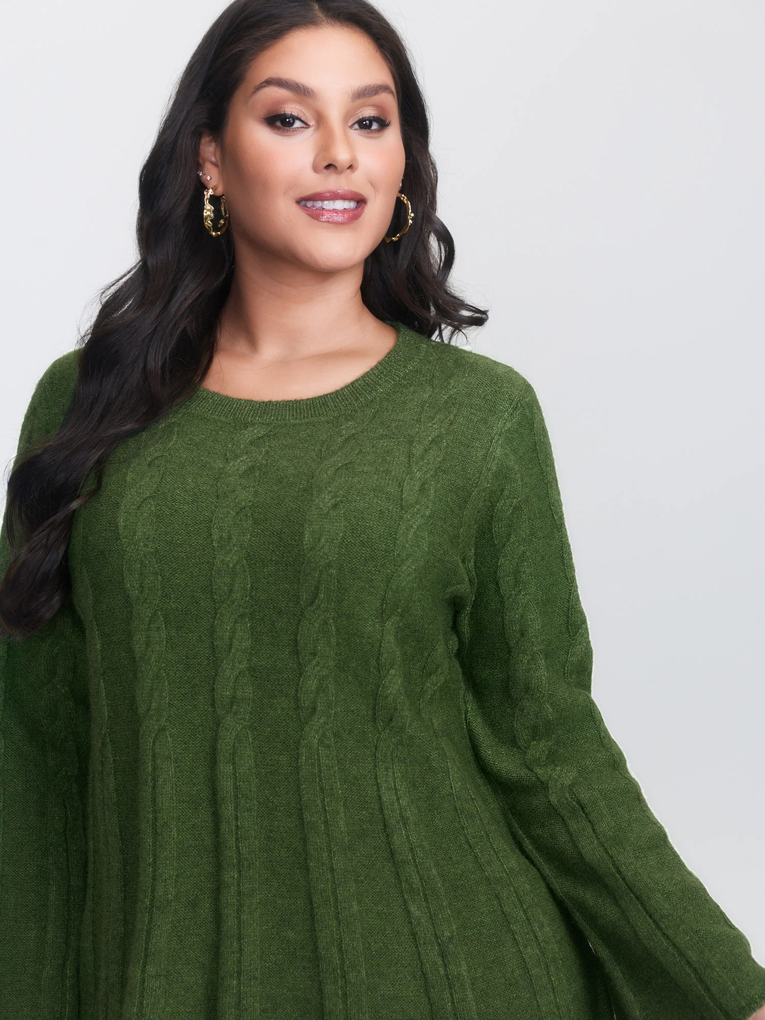 Textured Flared Sleeve A-Line Pullover