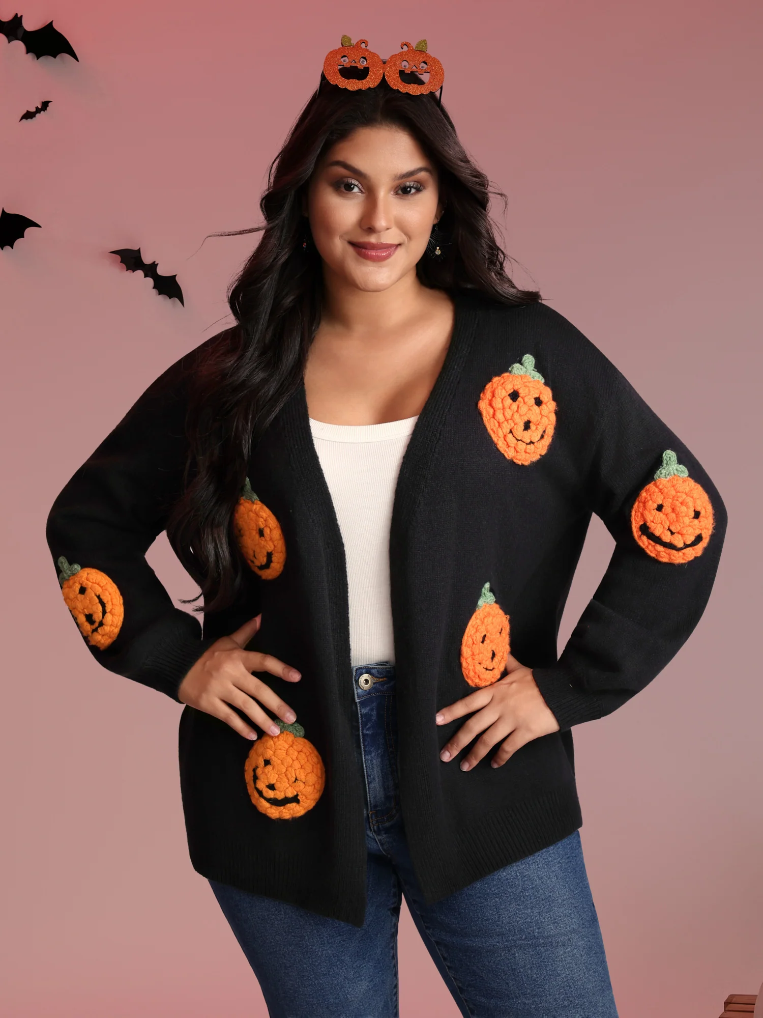 Happy Pumpkin Crochet Knit Cardigan