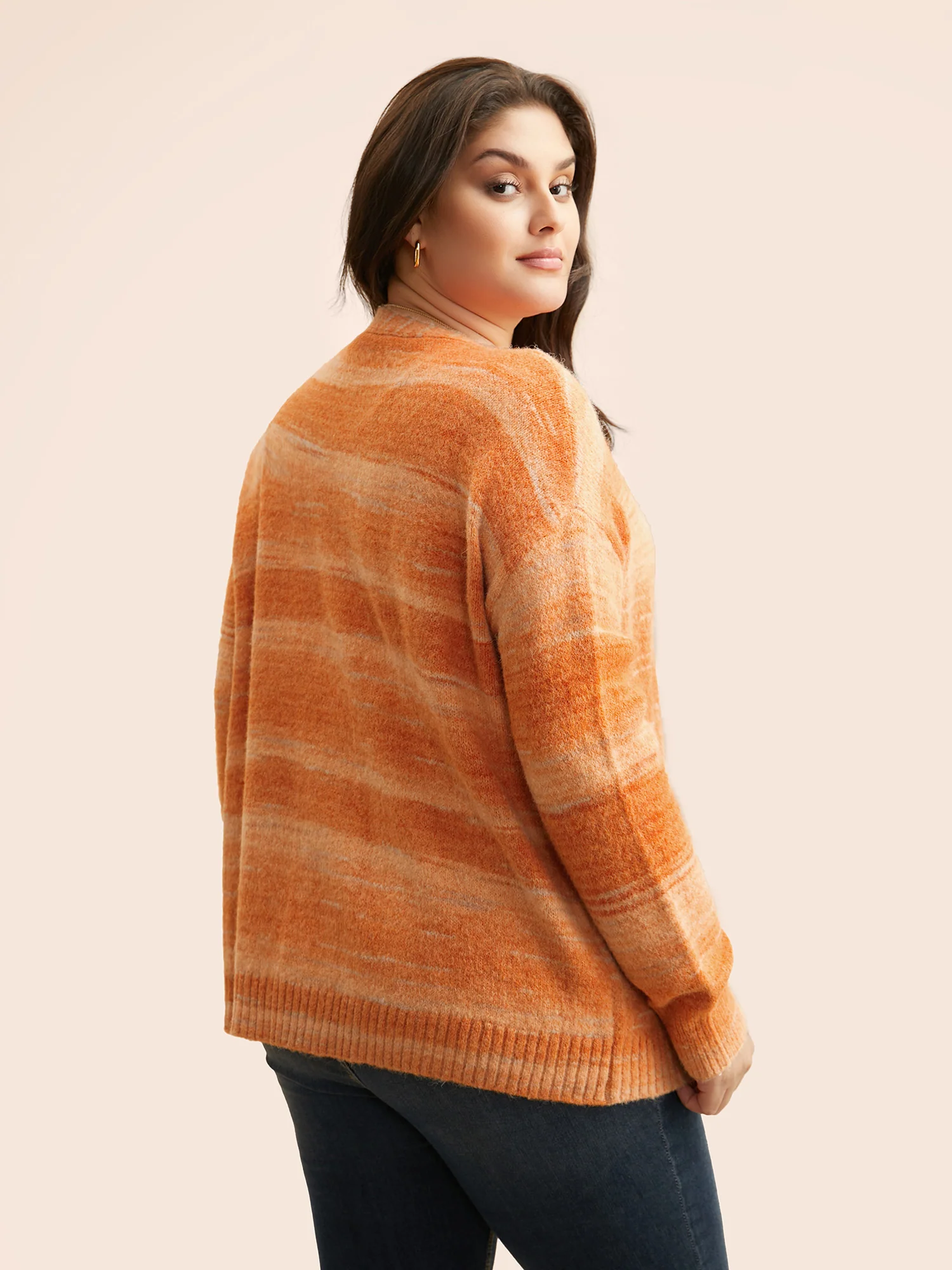 Ombre Patch Pocket Drop Shoulder Cardigan