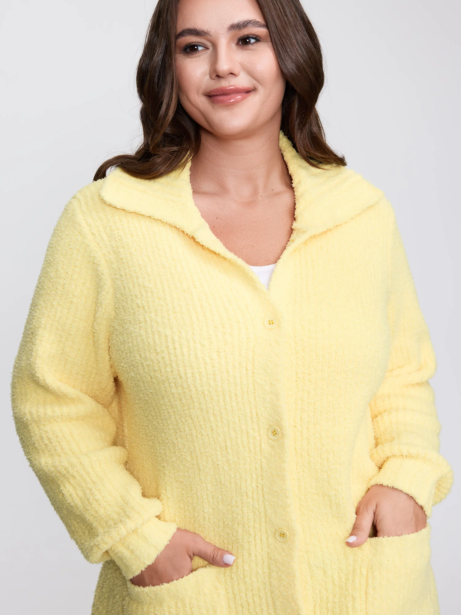 Supersoft Textured Button Long Knit Cardigan