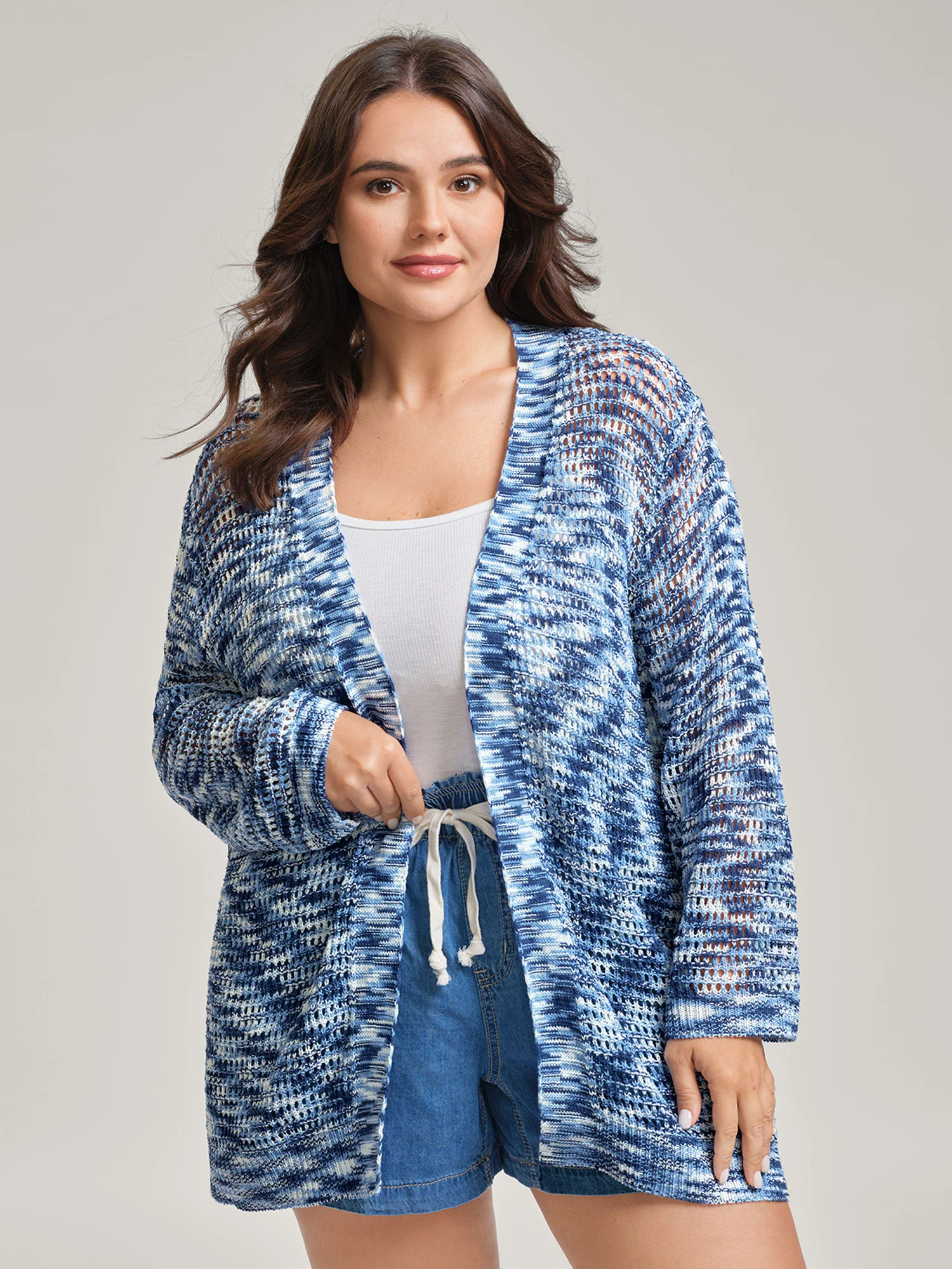 Abstract Textured Cut-Out Knit Cardigan