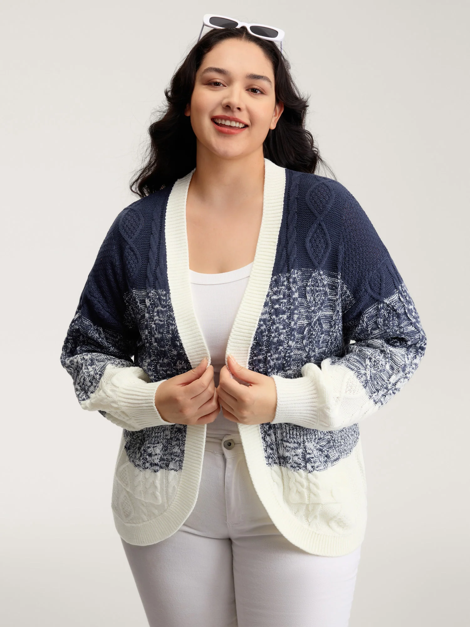 Arc-Hem Ombre Gradient Knit Cardigan
