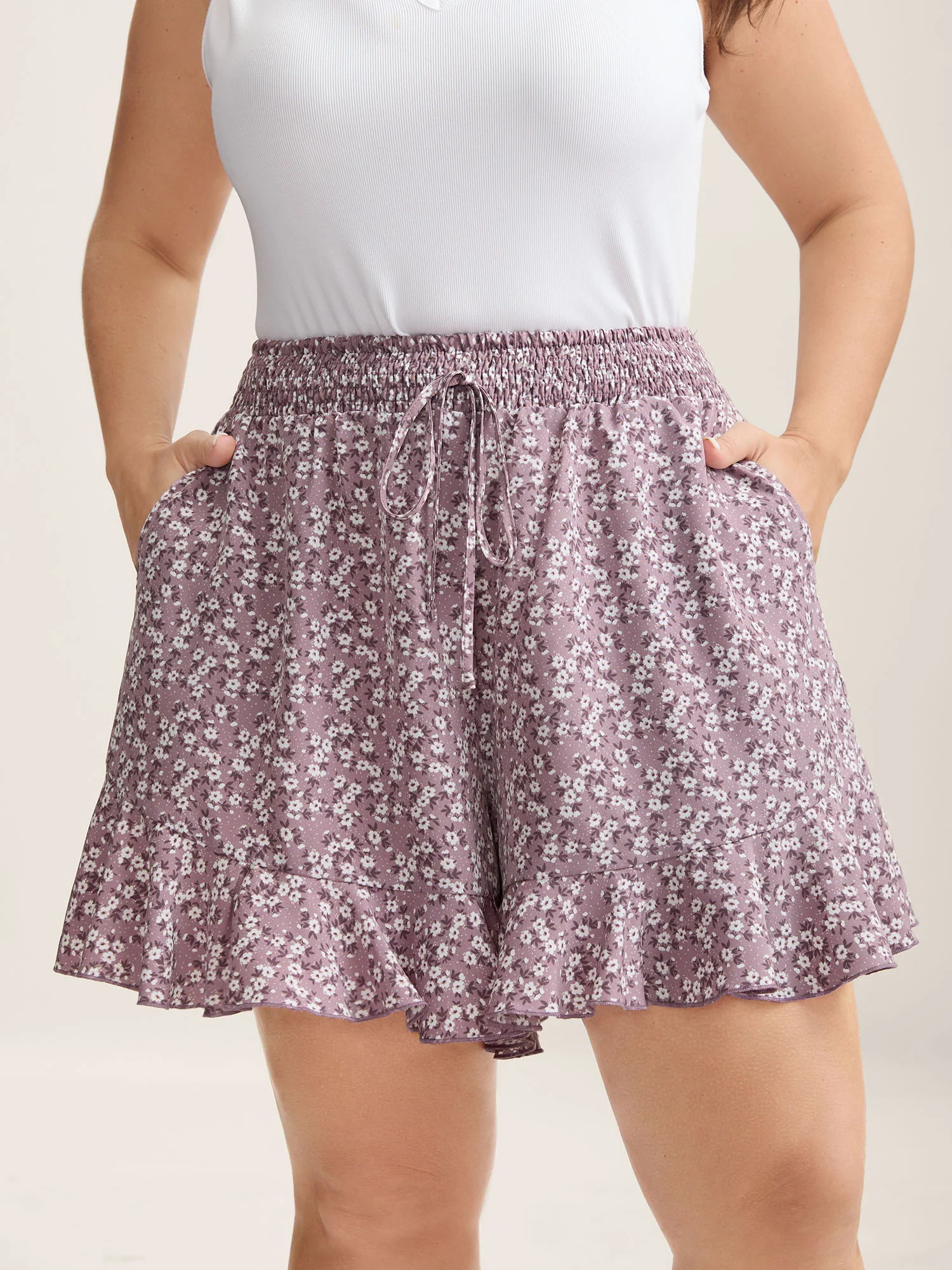 Ditsy Floral Print Wide-Leg Shorts