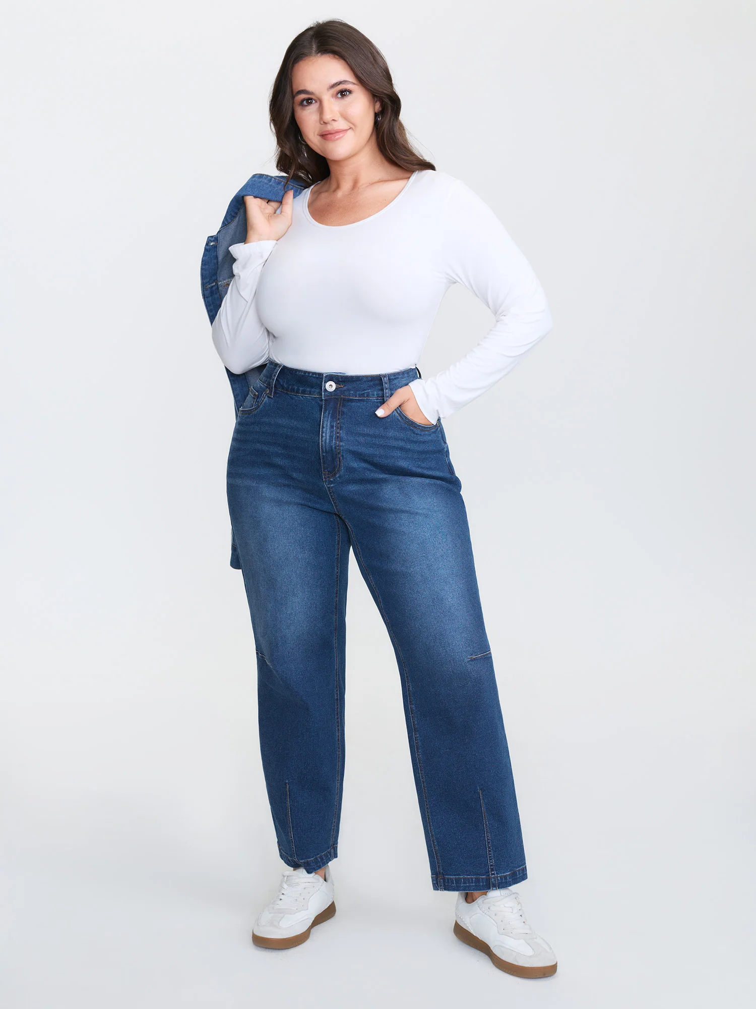 Stretchy Mid-Rise Straight-Leg Jeans